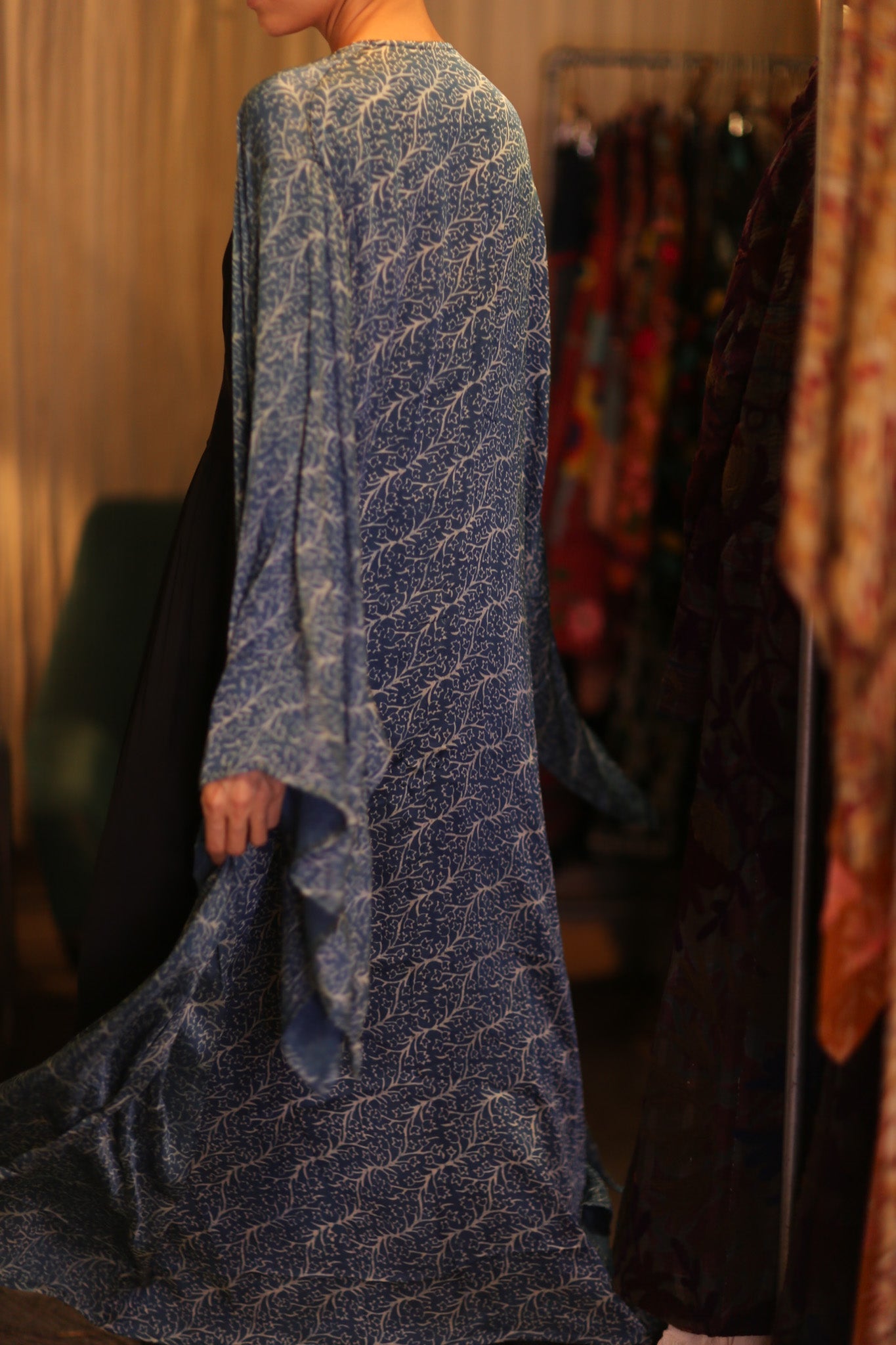 PINA SILK WING KIMONO OCEAN - BANGKOK TAILOR CLOTHING STORE - HANDMADE CLOTHING