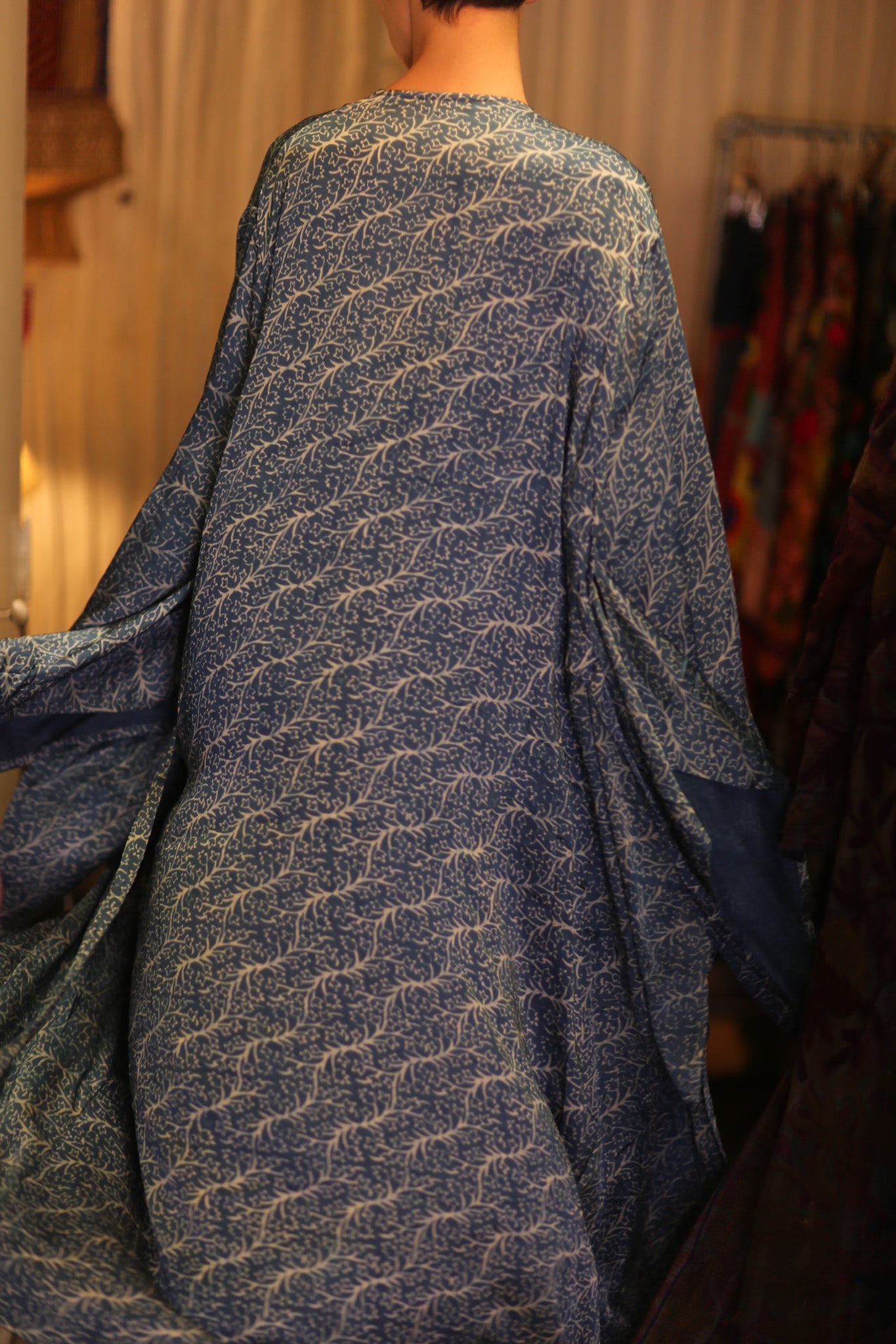 PINA SILK WING KIMONO OCEAN - BANGKOK TAILOR CLOTHING STORE - HANDMADE CLOTHING