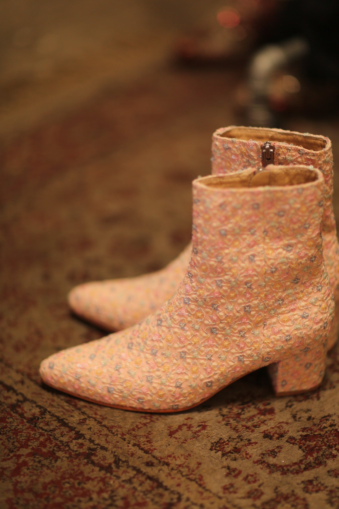 PINK SILK SEQUIN EMBROIDERED BOOTS LEWIS - BANGKOK TAILOR CLOTHING STORE - HANDMADE CLOTHING