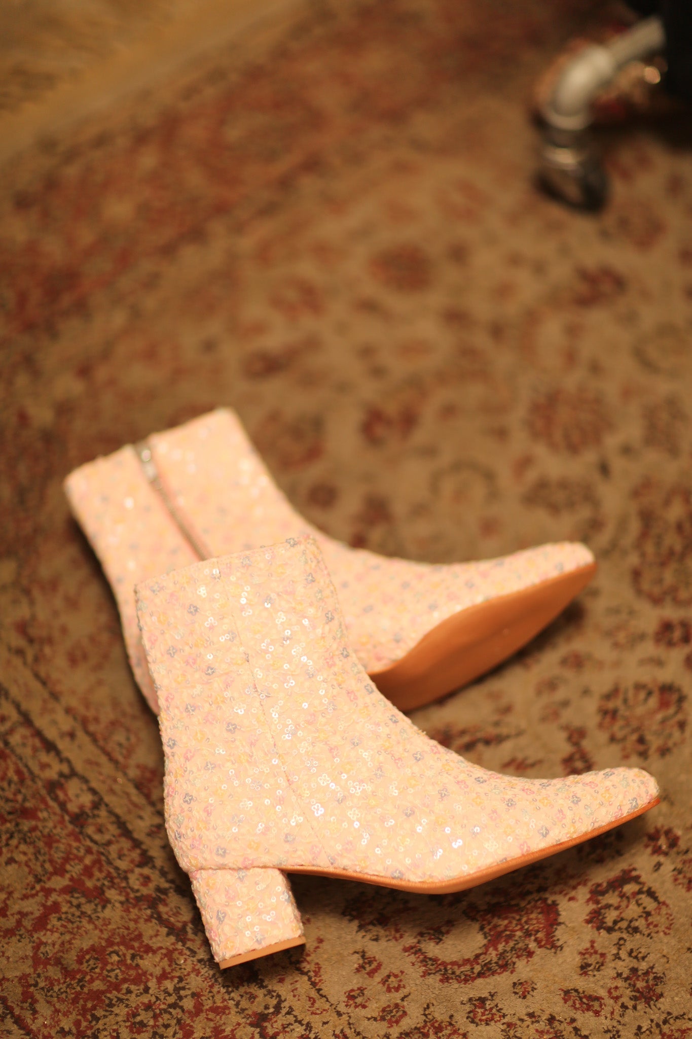 PINK SILK SEQUIN EMBROIDERED BOOTS LEWIS - BANGKOK TAILOR CLOTHING STORE - HANDMADE CLOTHING