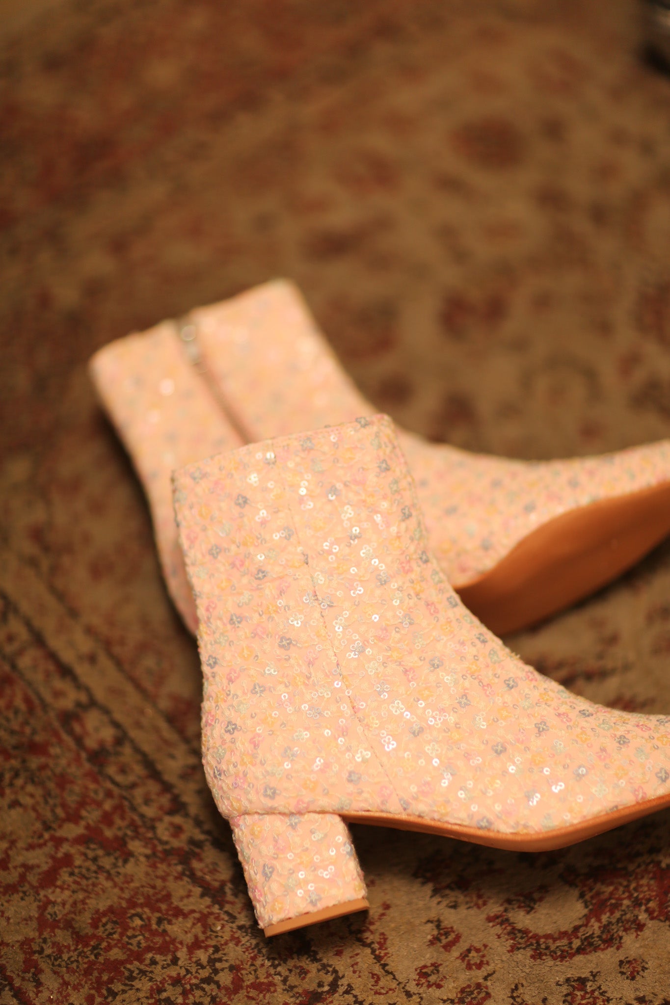 PINK SILK SEQUIN EMBROIDERED BOOTS LEWIS - BANGKOK TAILOR CLOTHING STORE - HANDMADE CLOTHING