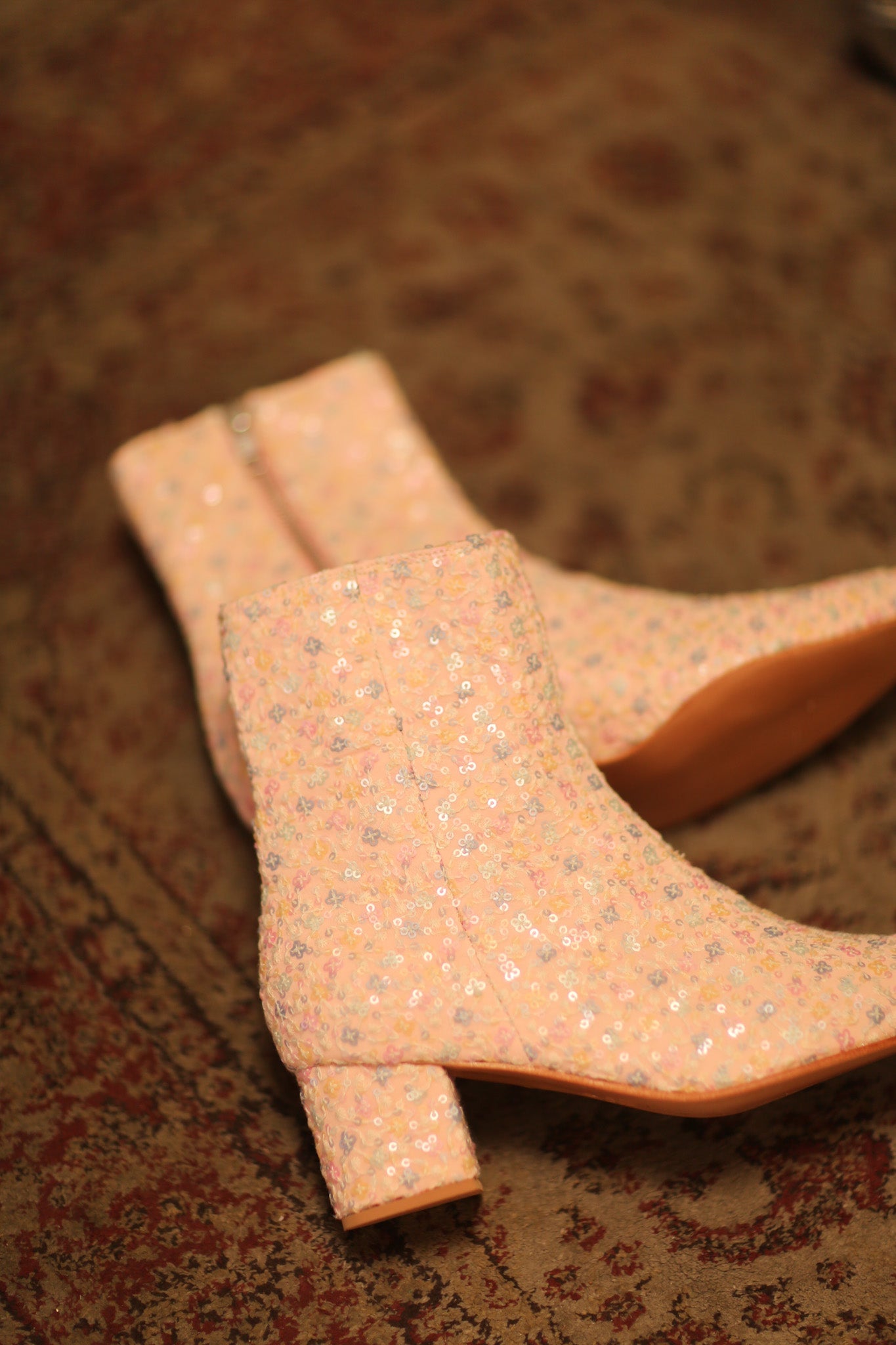 PINK SILK SEQUIN EMBROIDERED BOOTS LEWIS - BANGKOK TAILOR CLOTHING STORE - HANDMADE CLOTHING