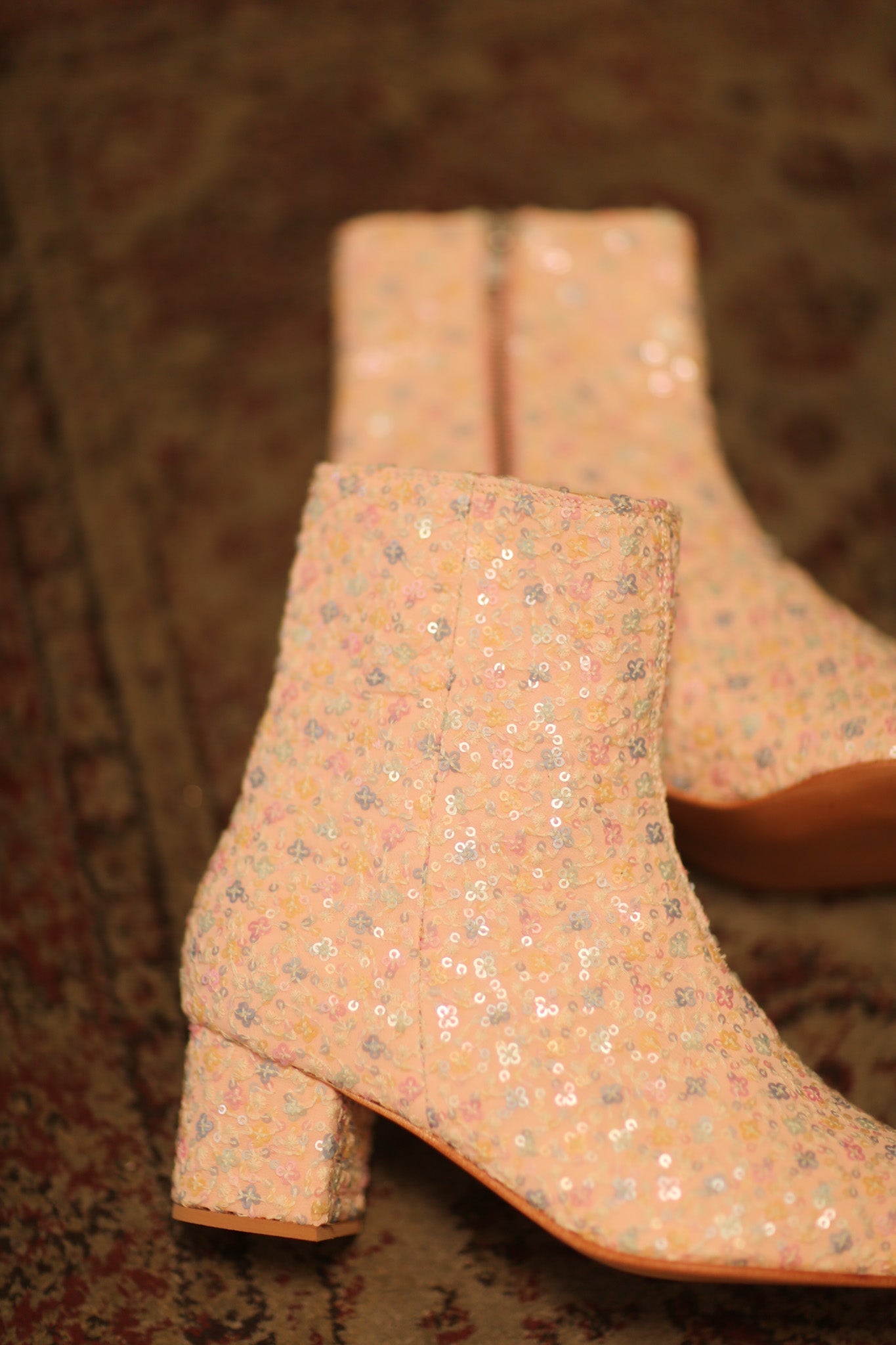 PINK SILK SEQUIN EMBROIDERED BOOTS LEWIS - BANGKOK TAILOR CLOTHING STORE - HANDMADE CLOTHING