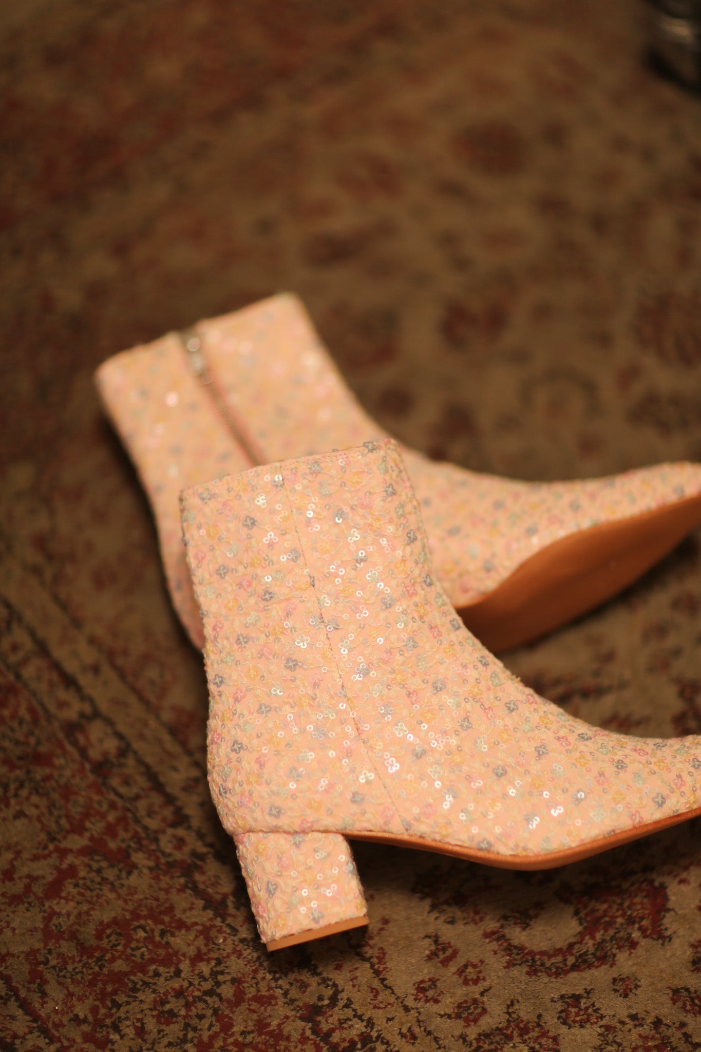 PINK SILK SEQUIN EMBROIDERED BOOTS LEWIS - BANGKOK TAILOR CLOTHING STORE - HANDMADE CLOTHING