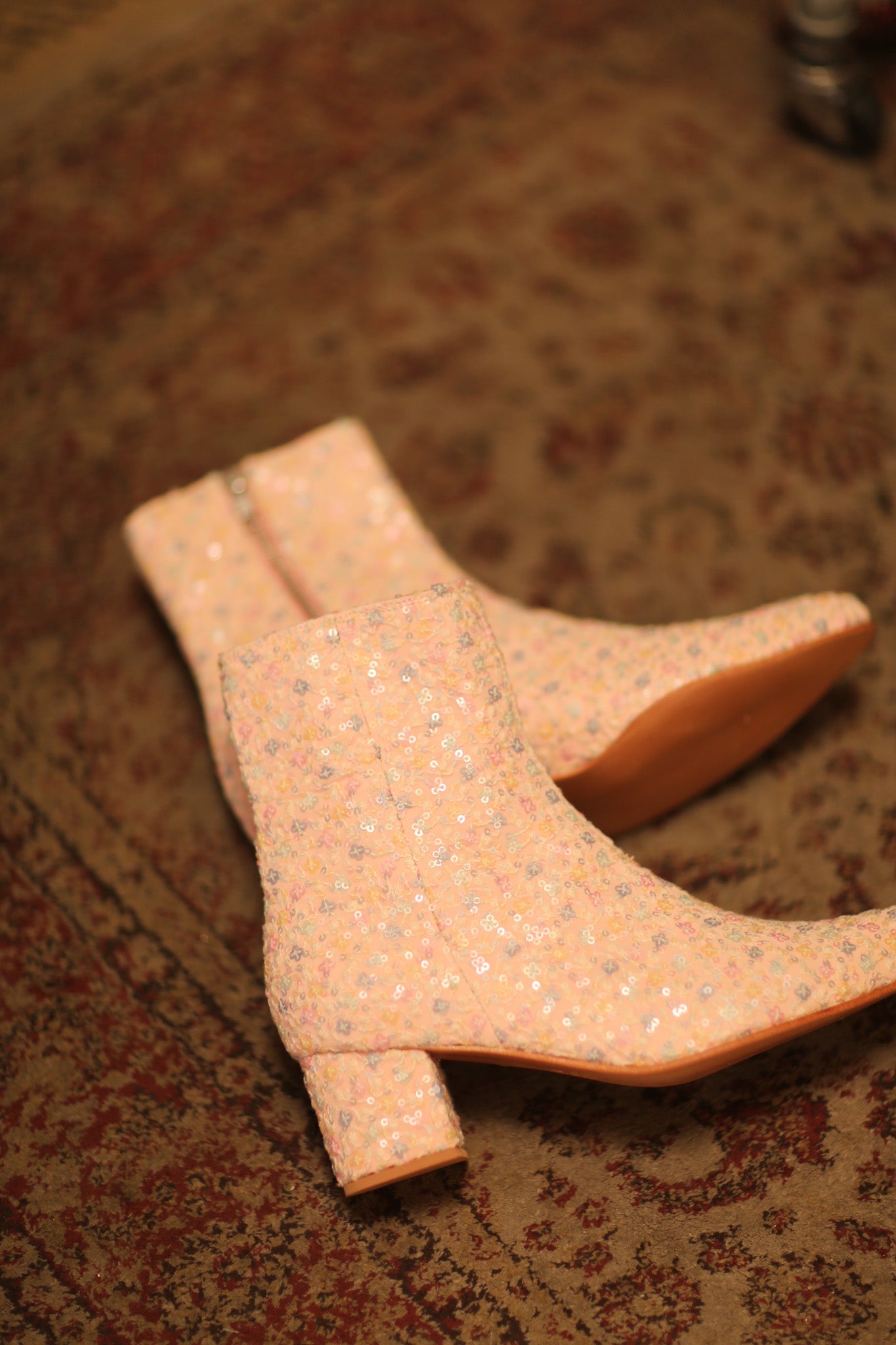 PINK SILK SEQUIN EMBROIDERED BOOTS LEWIS - BANGKOK TAILOR CLOTHING STORE - HANDMADE CLOTHING