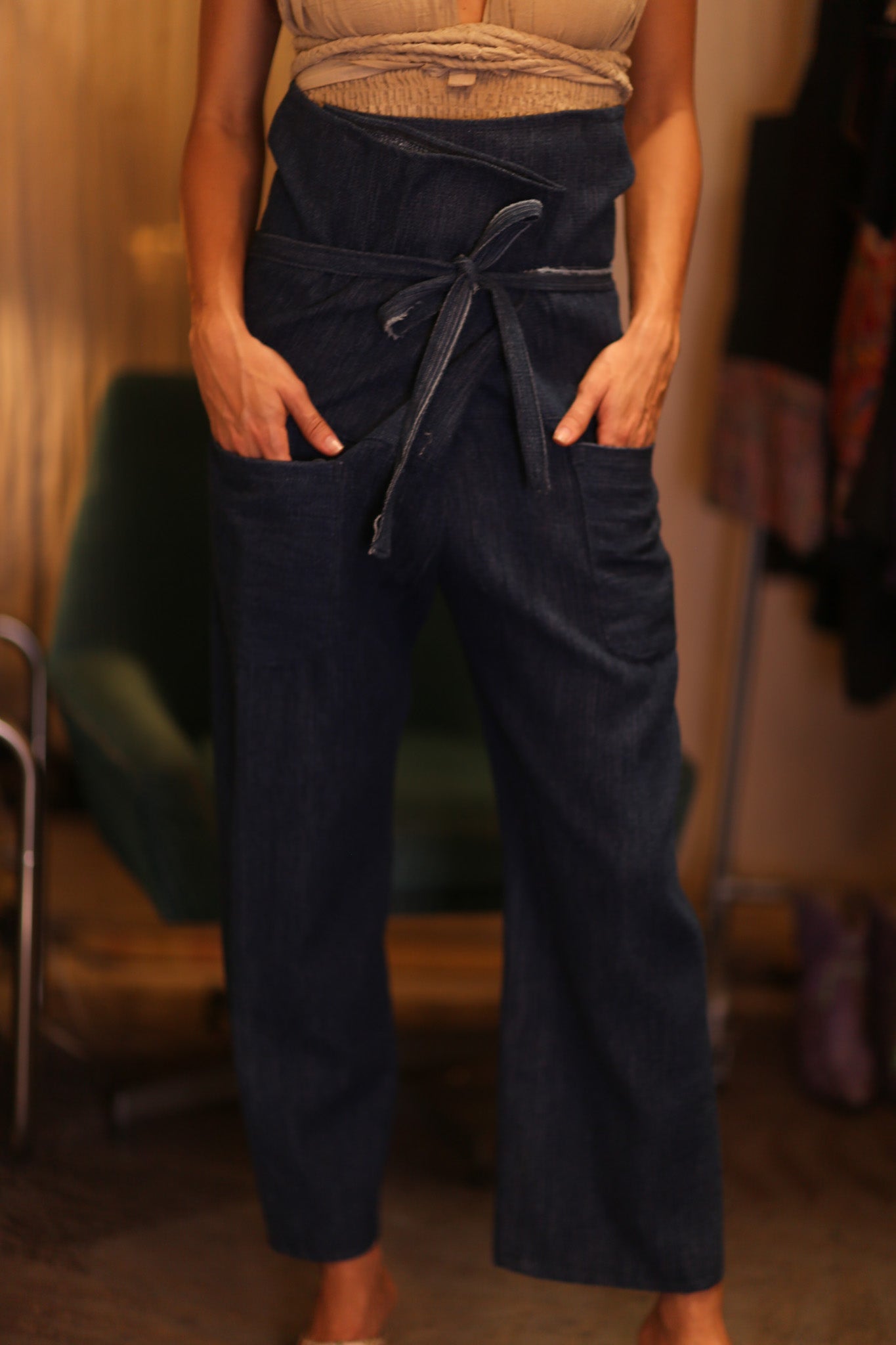 PREMIUM DENIM FISHERMEN PANTS DARK BLUE - BANGKOK TAILOR CLOTHING STORE - HANDMADE CLOTHING