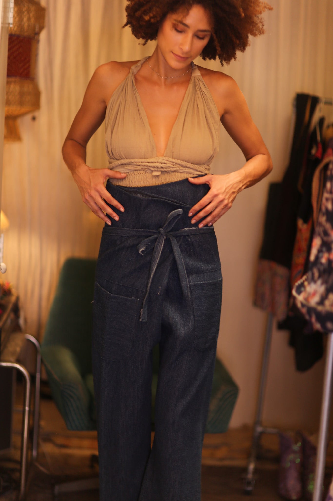 PREMIUM DENIM FISHERMEN PANTS DARK BLUE - BANGKOK TAILOR CLOTHING STORE - HANDMADE CLOTHING