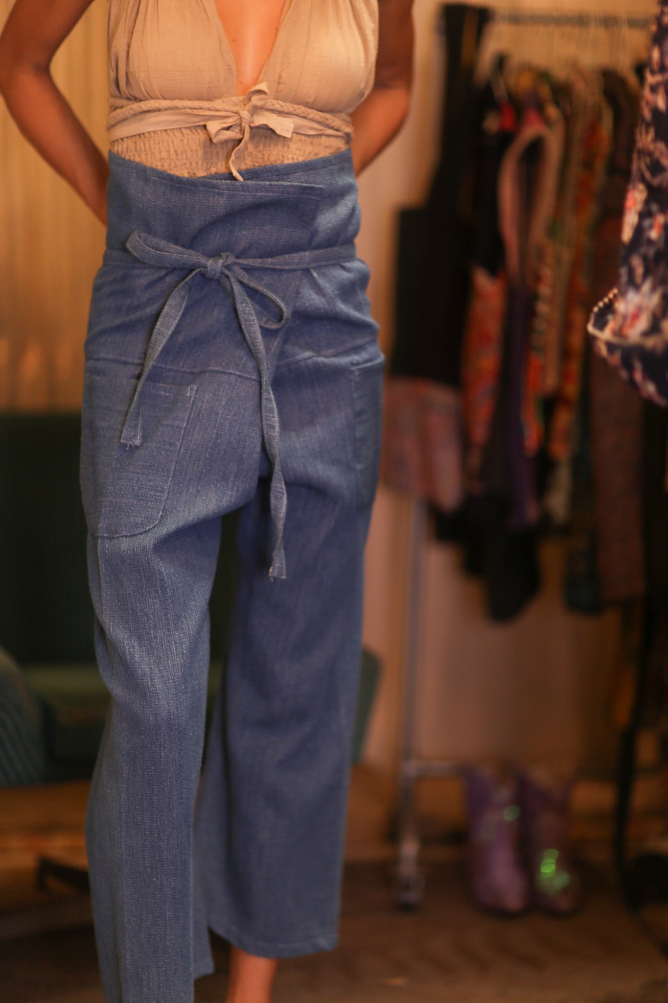 PREMIUM DENIM FISHERMEN PANTS LIGHT BLUE - BANGKOK TAILOR CLOTHING STORE - HANDMADE CLOTHING