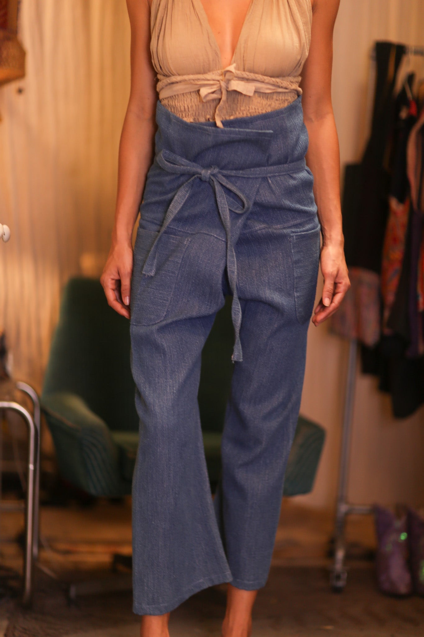 PREMIUM DENIM FISHERMEN PANTS LIGHT BLUE - BANGKOK TAILOR CLOTHING STORE - HANDMADE CLOTHING