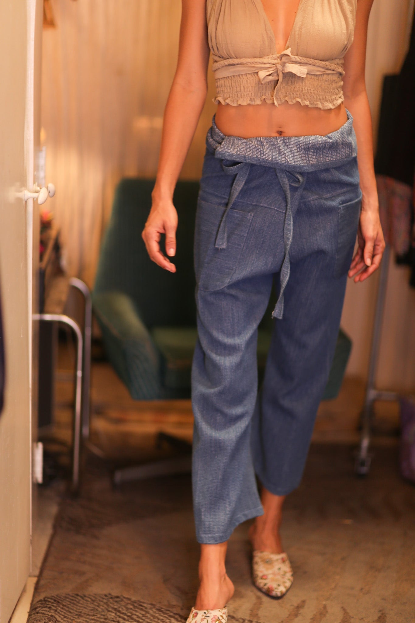 PREMIUM DENIM FISHERMEN PANTS LIGHT BLUE - BANGKOK TAILOR CLOTHING STORE - HANDMADE CLOTHING