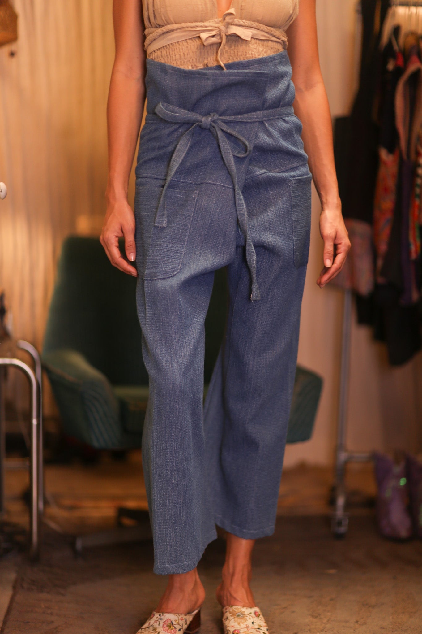 PREMIUM DENIM FISHERMEN PANTS LIGHT BLUE - BANGKOK TAILOR CLOTHING STORE - HANDMADE CLOTHING
