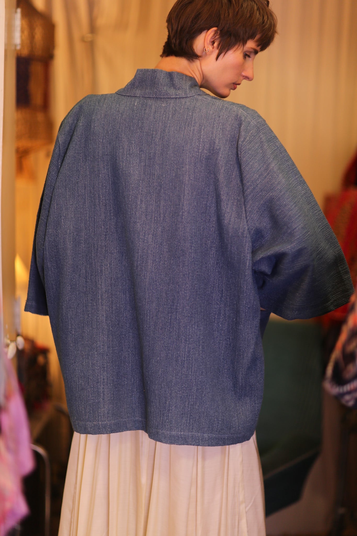 PREMIUM JAPANESE SHORT DENIM KIMONO KYAUNGCHIT - BANGKOK TAILOR CLOTHING STORE - HANDMADE CLOTHING