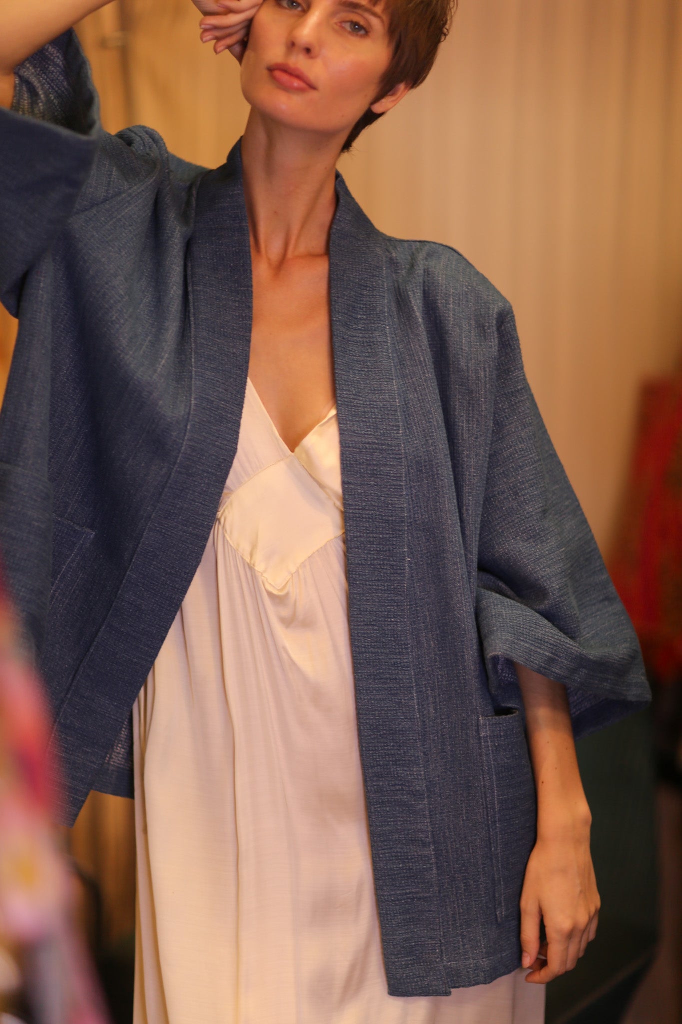 PREMIUM JAPANESE SHORT DENIM KIMONO KYAUNGCHIT - BANGKOK TAILOR CLOTHING STORE - HANDMADE CLOTHING