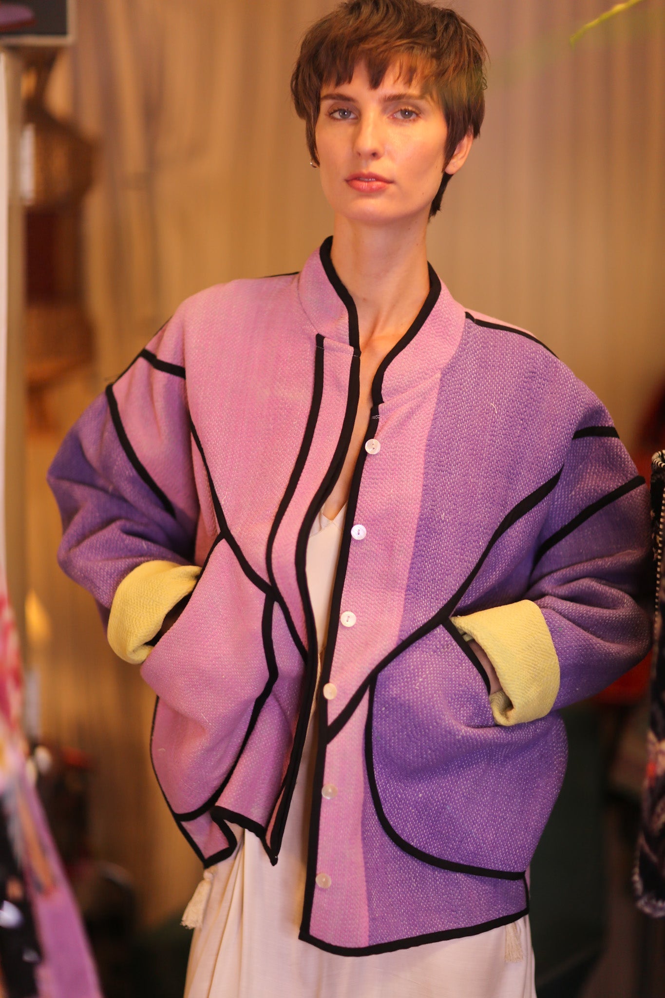 PURPLE PINK JACKET OUNA - BANGKOK TAILOR CLOTHING STORE - HANDMADE CLOTHING