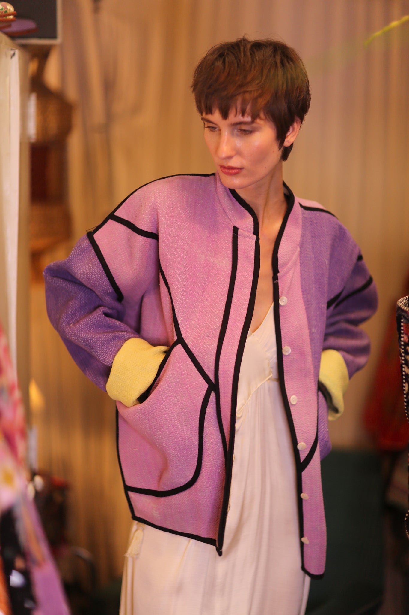 PURPLE PINK JACKET OUNA - BANGKOK TAILOR CLOTHING STORE - HANDMADE CLOTHING