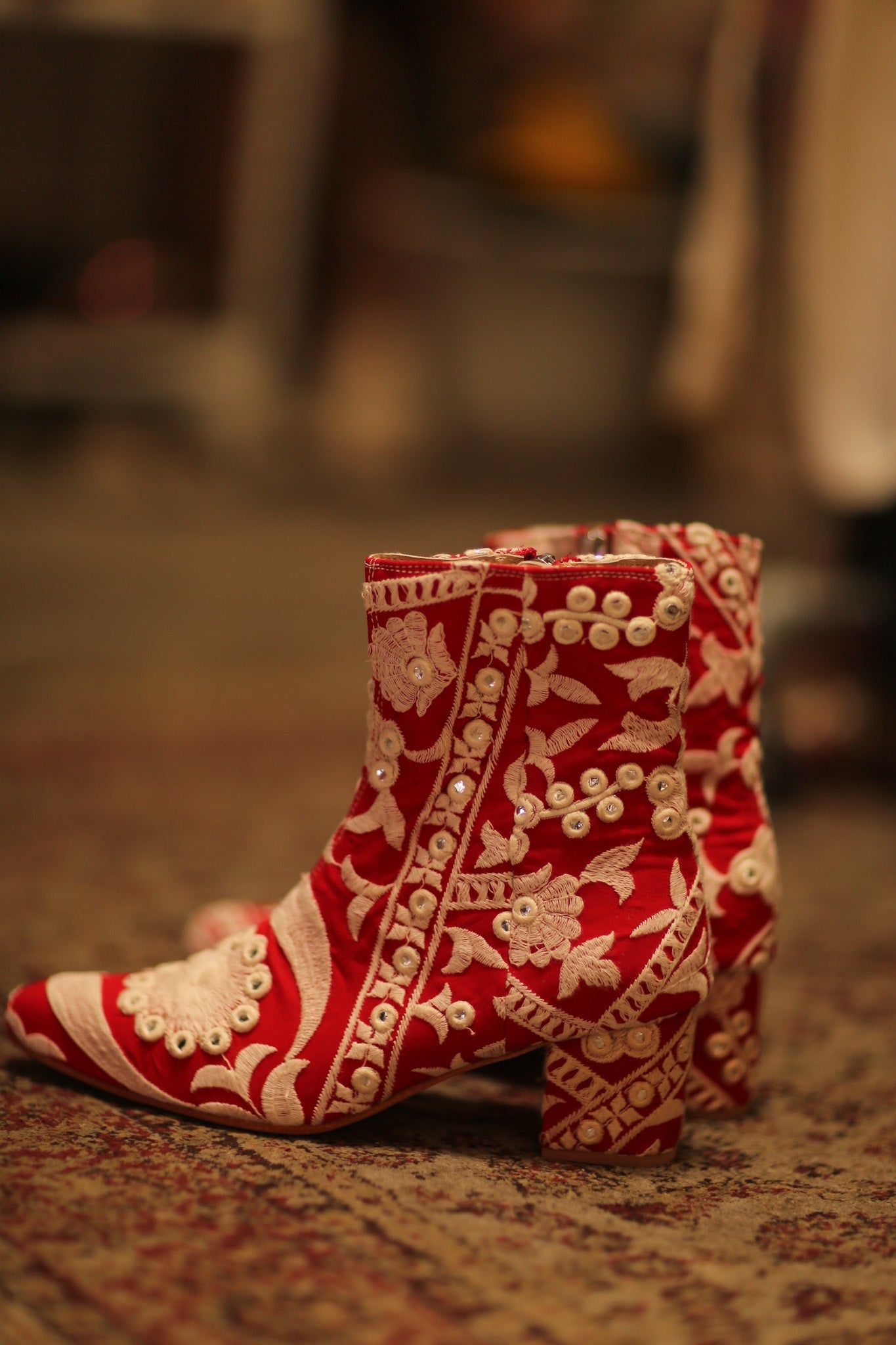 RED EMBROIDERED BOOTS ELLA - BANGKOK TAILOR CLOTHING STORE - HANDMADE CLOTHING