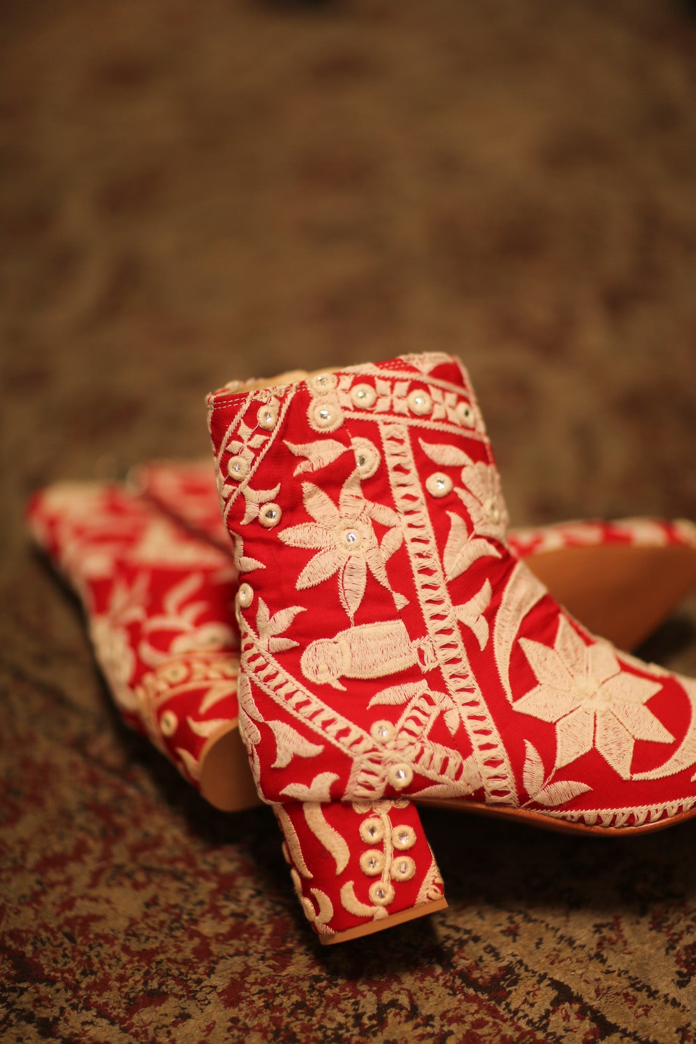 RED EMBROIDERED BOOTS ELLA - BANGKOK TAILOR CLOTHING STORE - HANDMADE CLOTHING