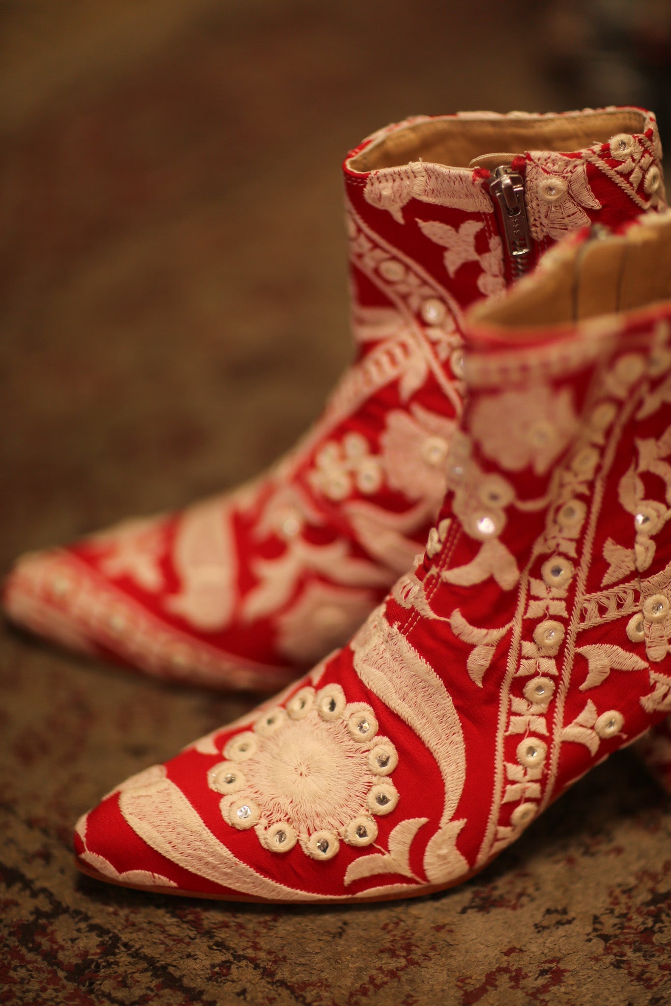 RED EMBROIDERED BOOTS ELLA - BANGKOK TAILOR CLOTHING STORE - HANDMADE CLOTHING