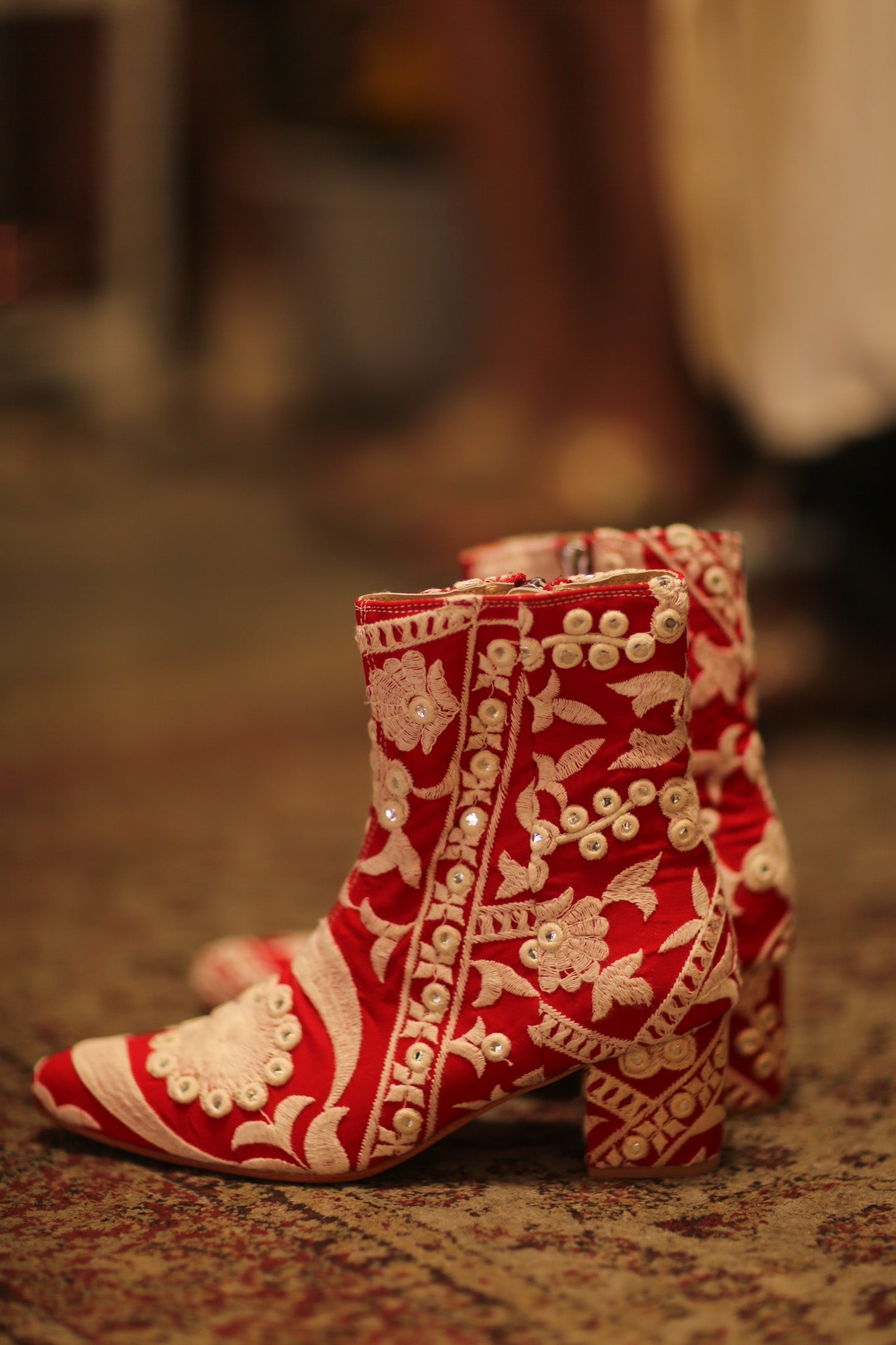 RED EMBROIDERED BOOTS ELLA - BANGKOK TAILOR CLOTHING STORE - HANDMADE CLOTHING