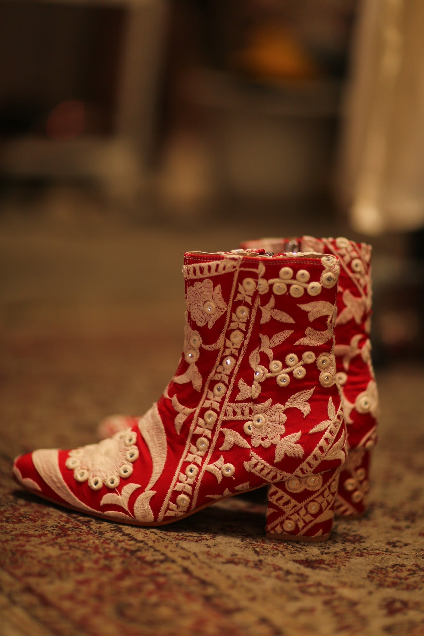 RED EMBROIDERED BOOTS ELLA - BANGKOK TAILOR CLOTHING STORE - HANDMADE CLOTHING