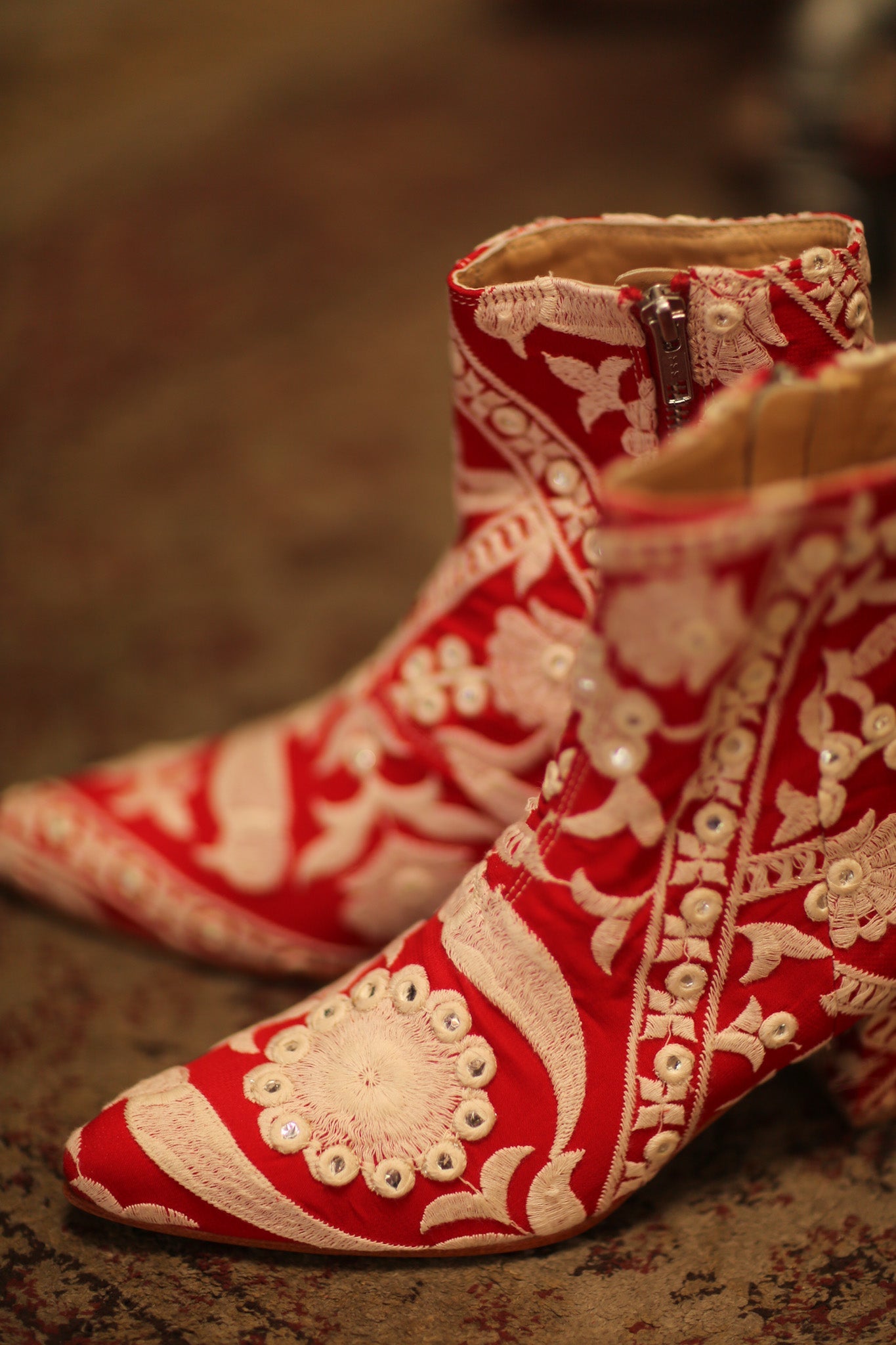 RED EMBROIDERED BOOTS ELLA - BANGKOK TAILOR CLOTHING STORE - HANDMADE CLOTHING