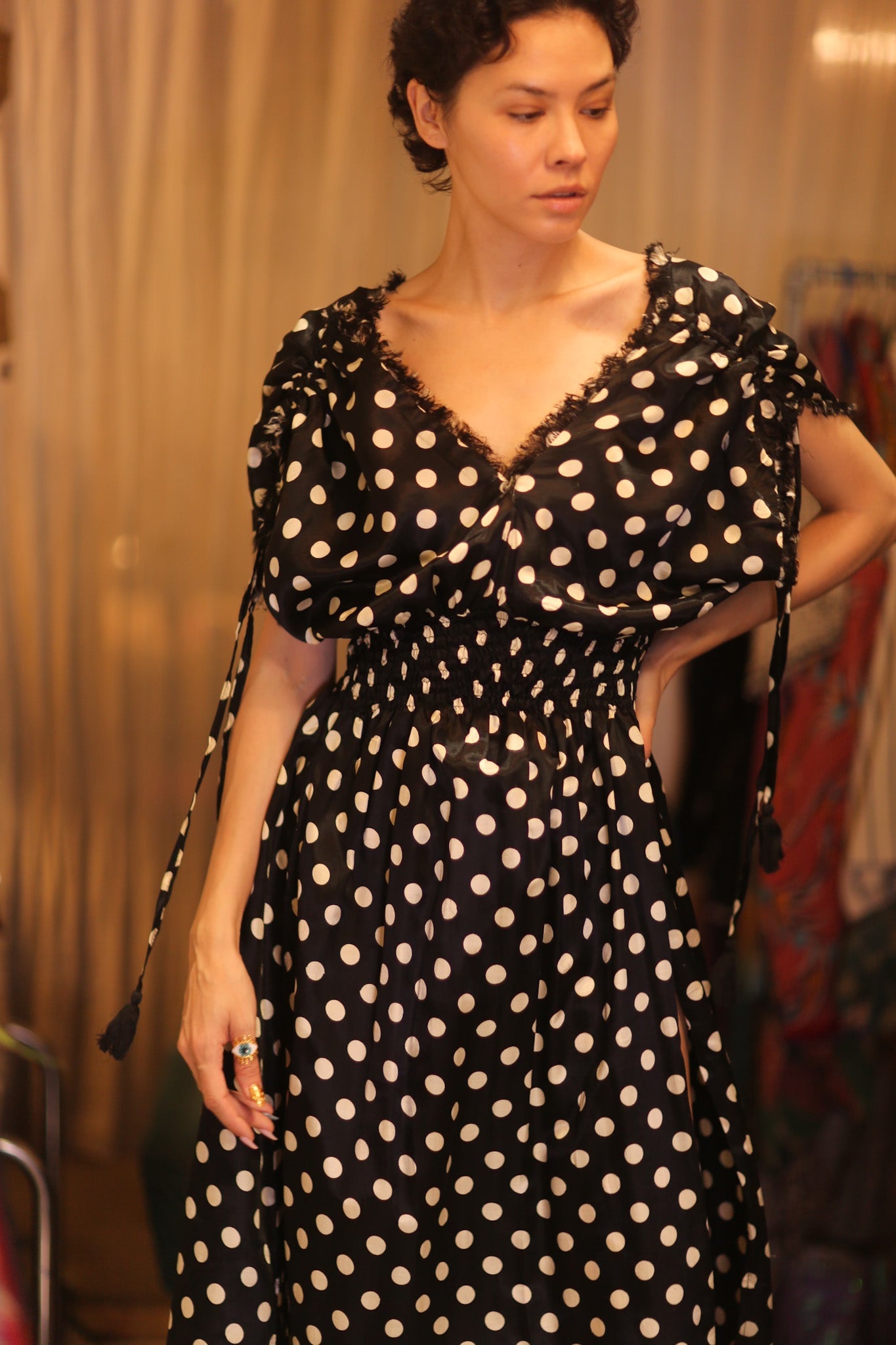 SCARLETT SILK DRESS MOOLET - BANGKOK TAILOR CLOTHING STORE - HANDMADE CLOTHING