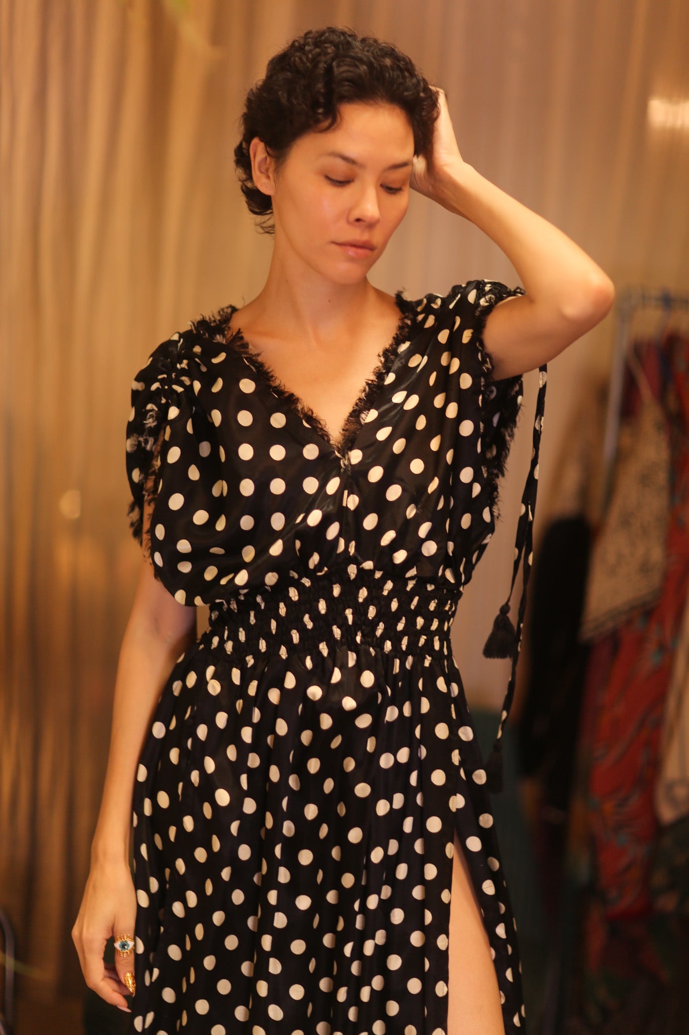 SCARLETT SILK DRESS MOOLET - BANGKOK TAILOR CLOTHING STORE - HANDMADE CLOTHING