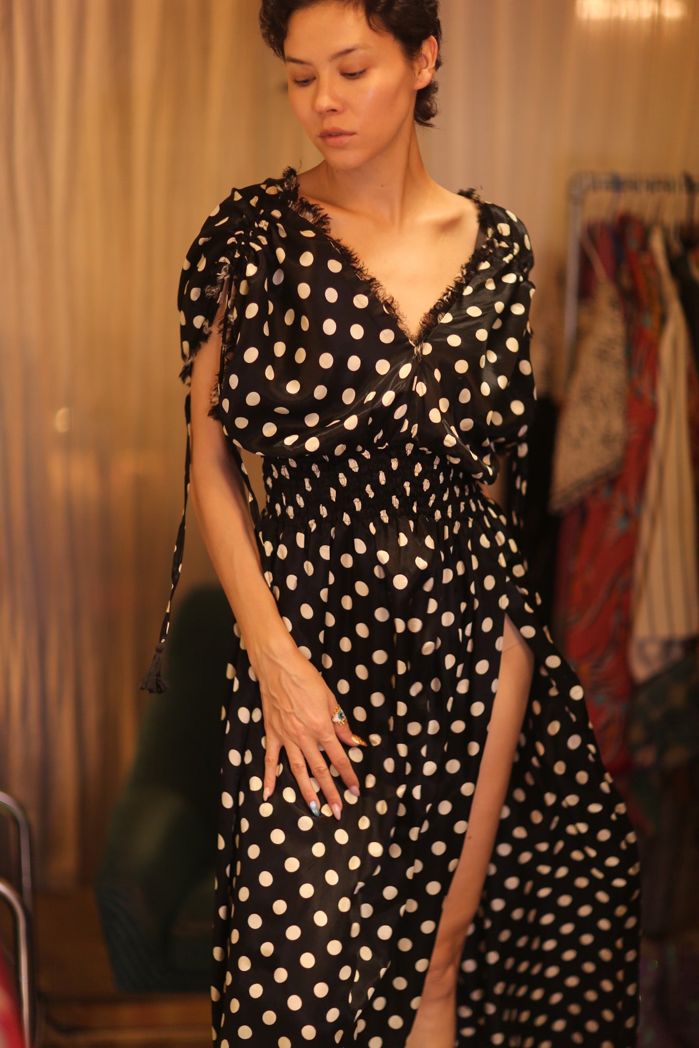 SCARLETT SILK DRESS MOOLET - BANGKOK TAILOR CLOTHING STORE - HANDMADE CLOTHING