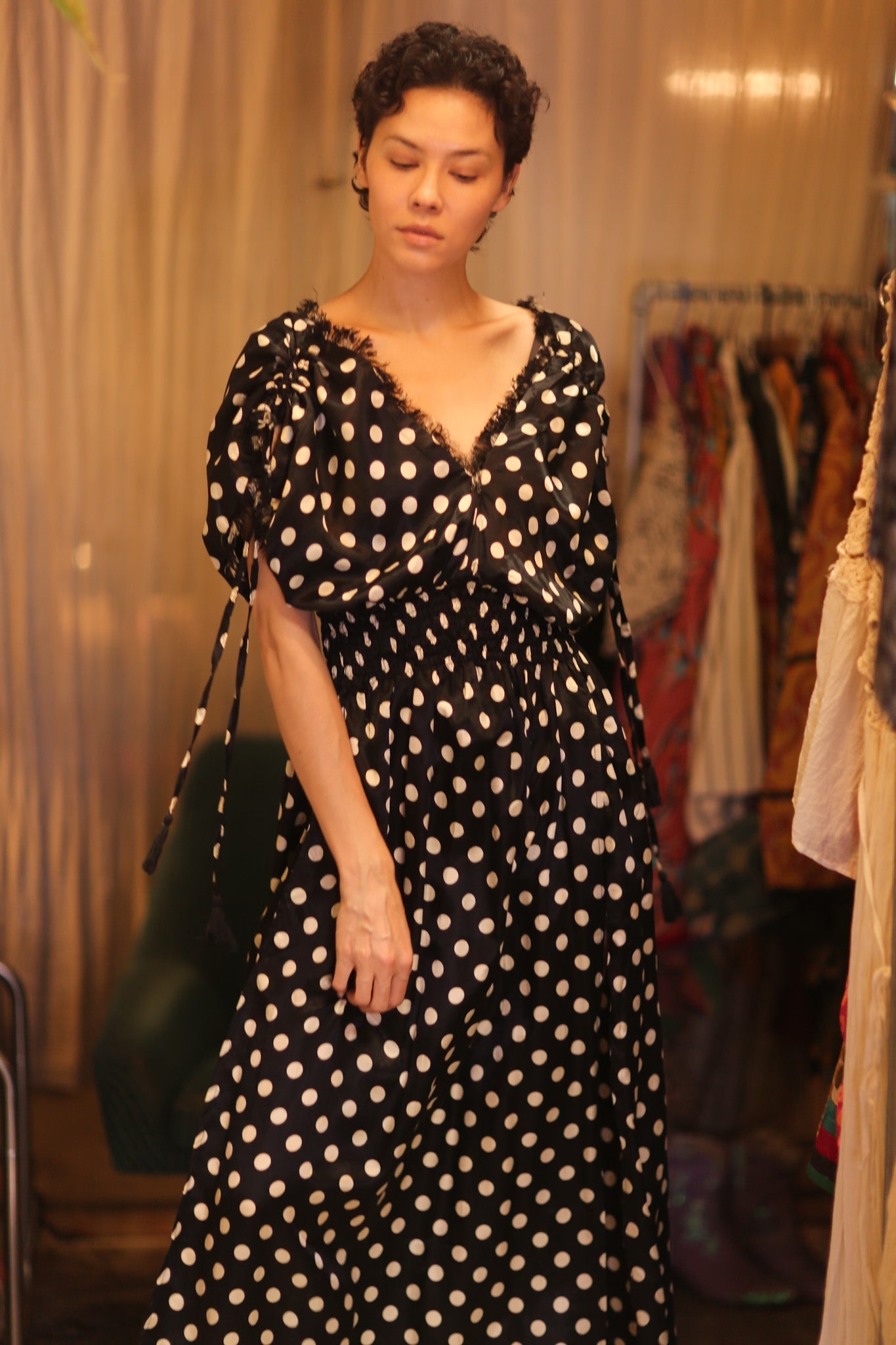 SCARLETT SILK DRESS MOOLET - BANGKOK TAILOR CLOTHING STORE - HANDMADE CLOTHING