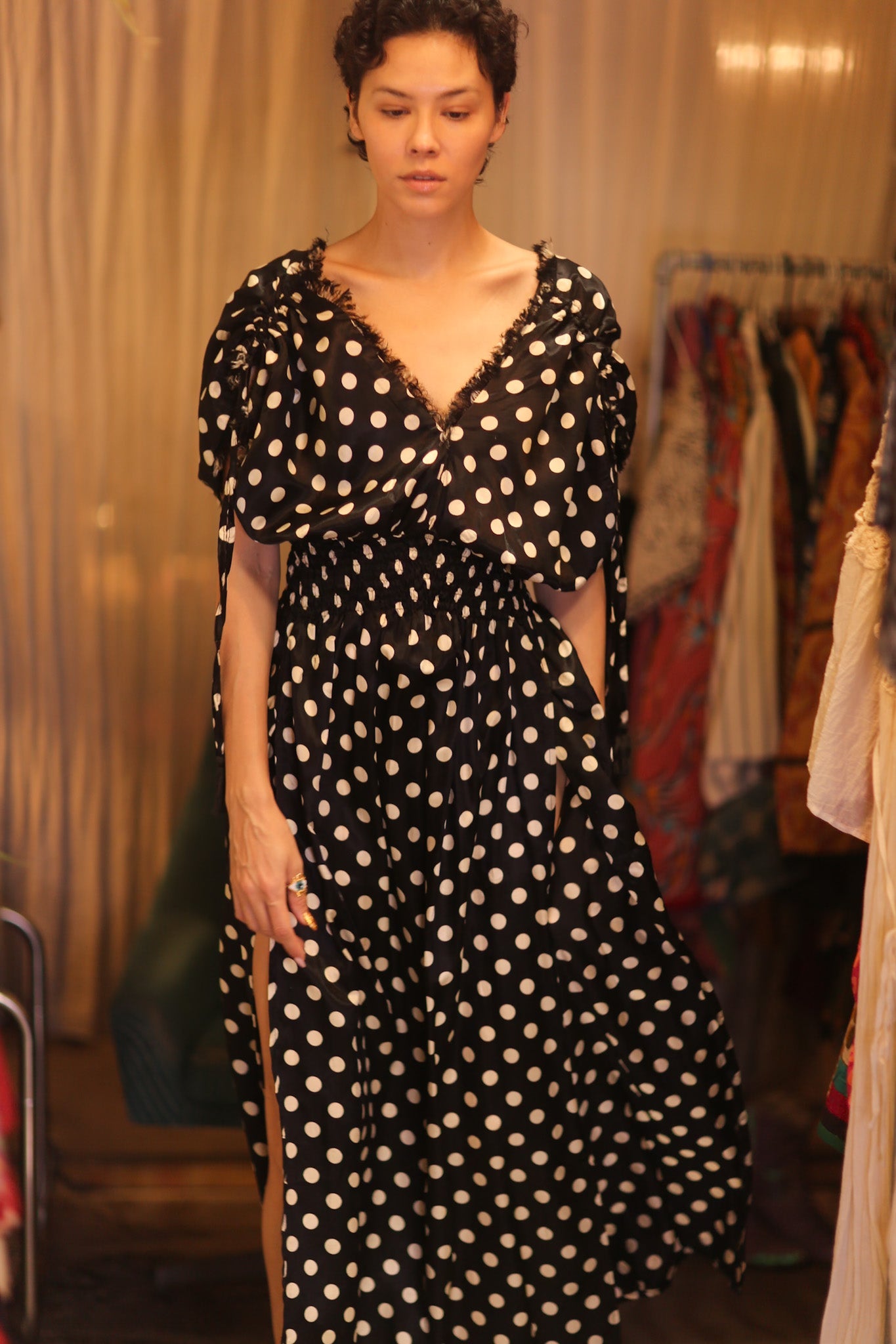 SCARLETT SILK DRESS MOOLET - BANGKOK TAILOR CLOTHING STORE - HANDMADE CLOTHING