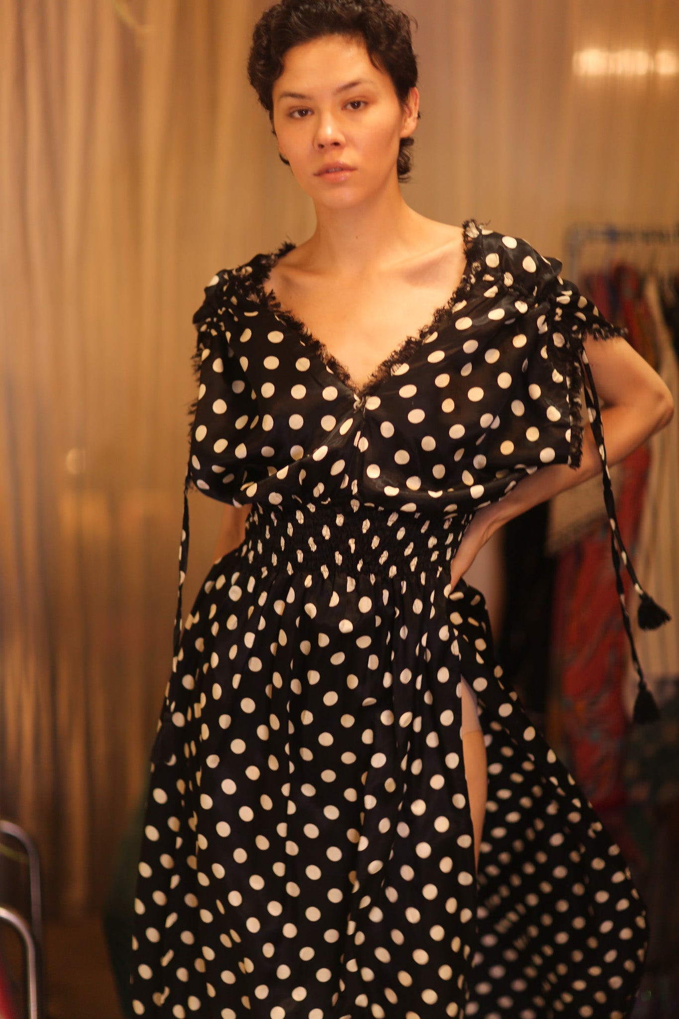 SCARLETT SILK DRESS MOOLET - BANGKOK TAILOR CLOTHING STORE - HANDMADE CLOTHING