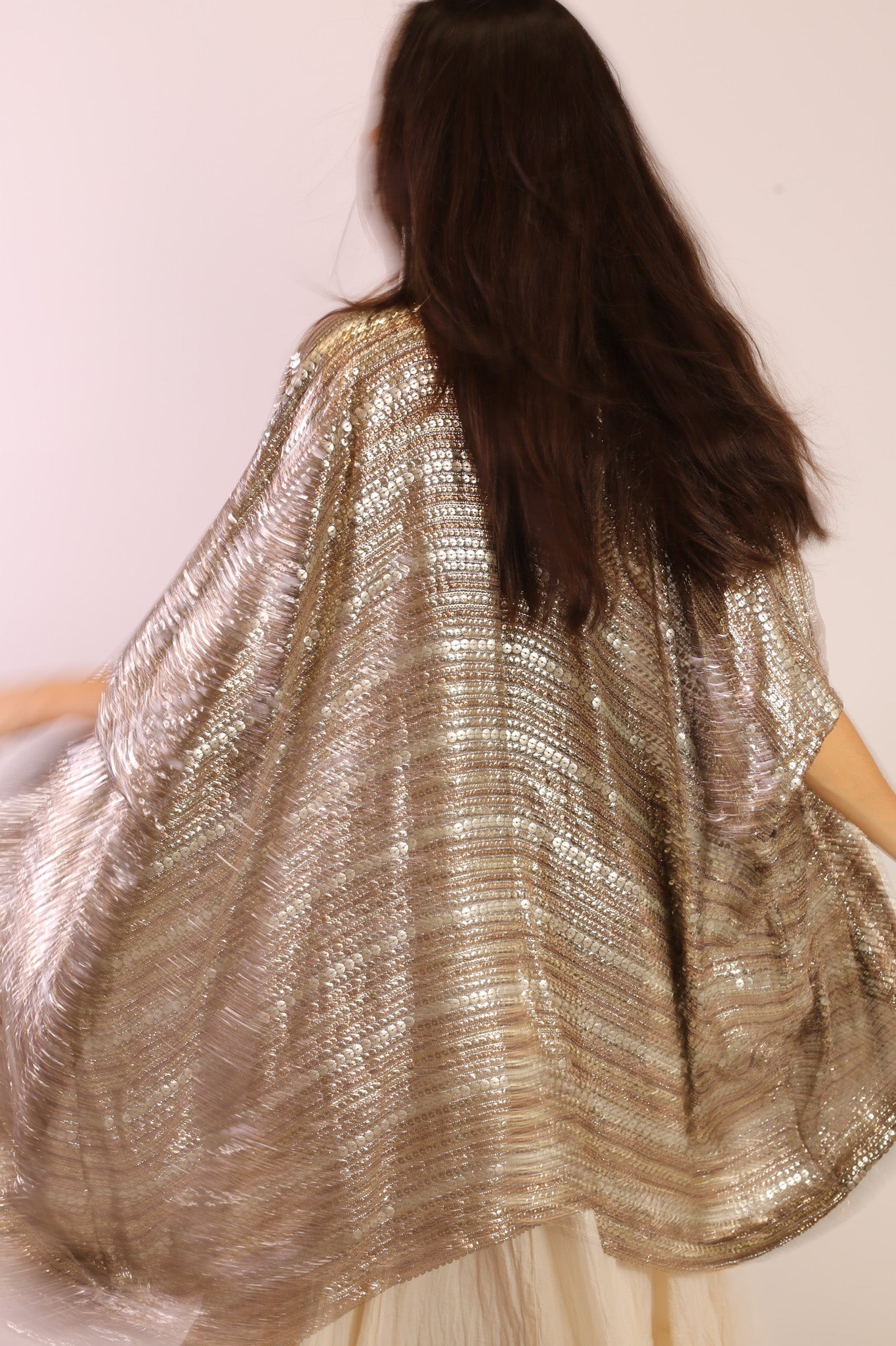 SEQUIN EMBROIDERED KIMONO MIDI - sustainably made MOMO NEW YORK sustainable clothing, new slow fashion