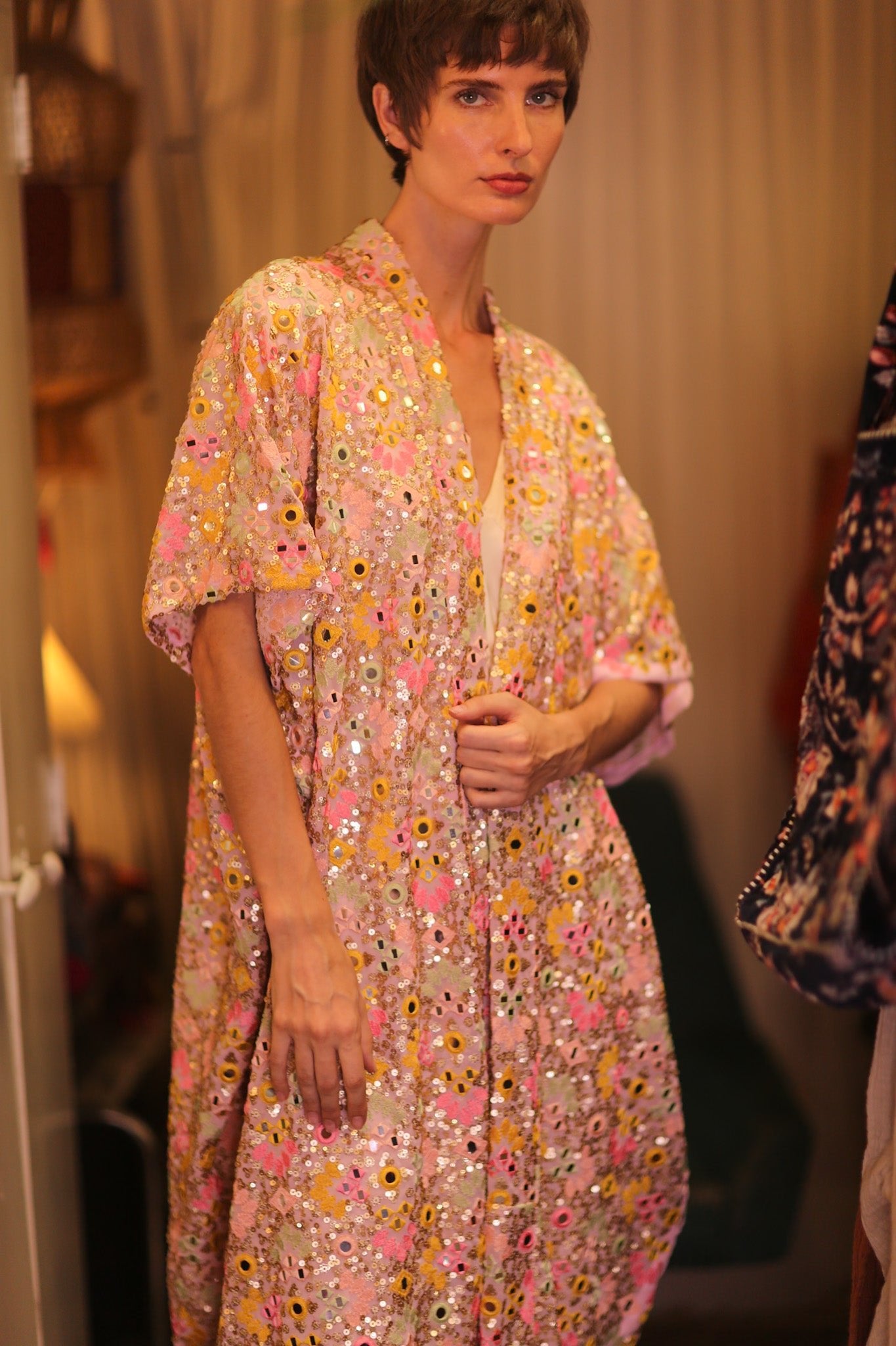 SEQUIN EMBROIDERED KIMONO WINTHA - BANGKOK TAILOR CLOTHING STORE - HANDMADE CLOTHING