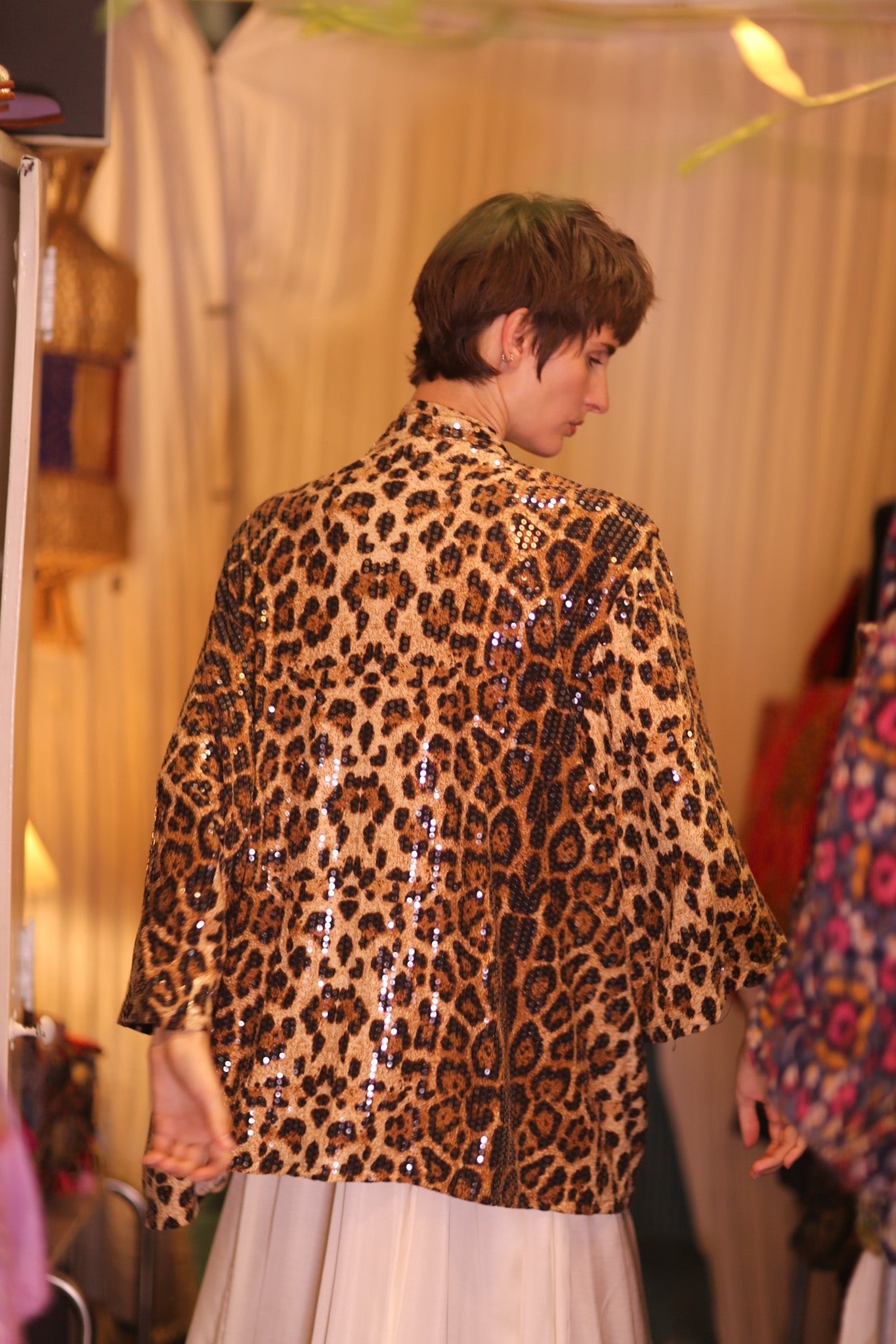 SEQUIN SHORT KIMONO LEO - BANGKOK TAILOR CLOTHING STORE - HANDMADE CLOTHING