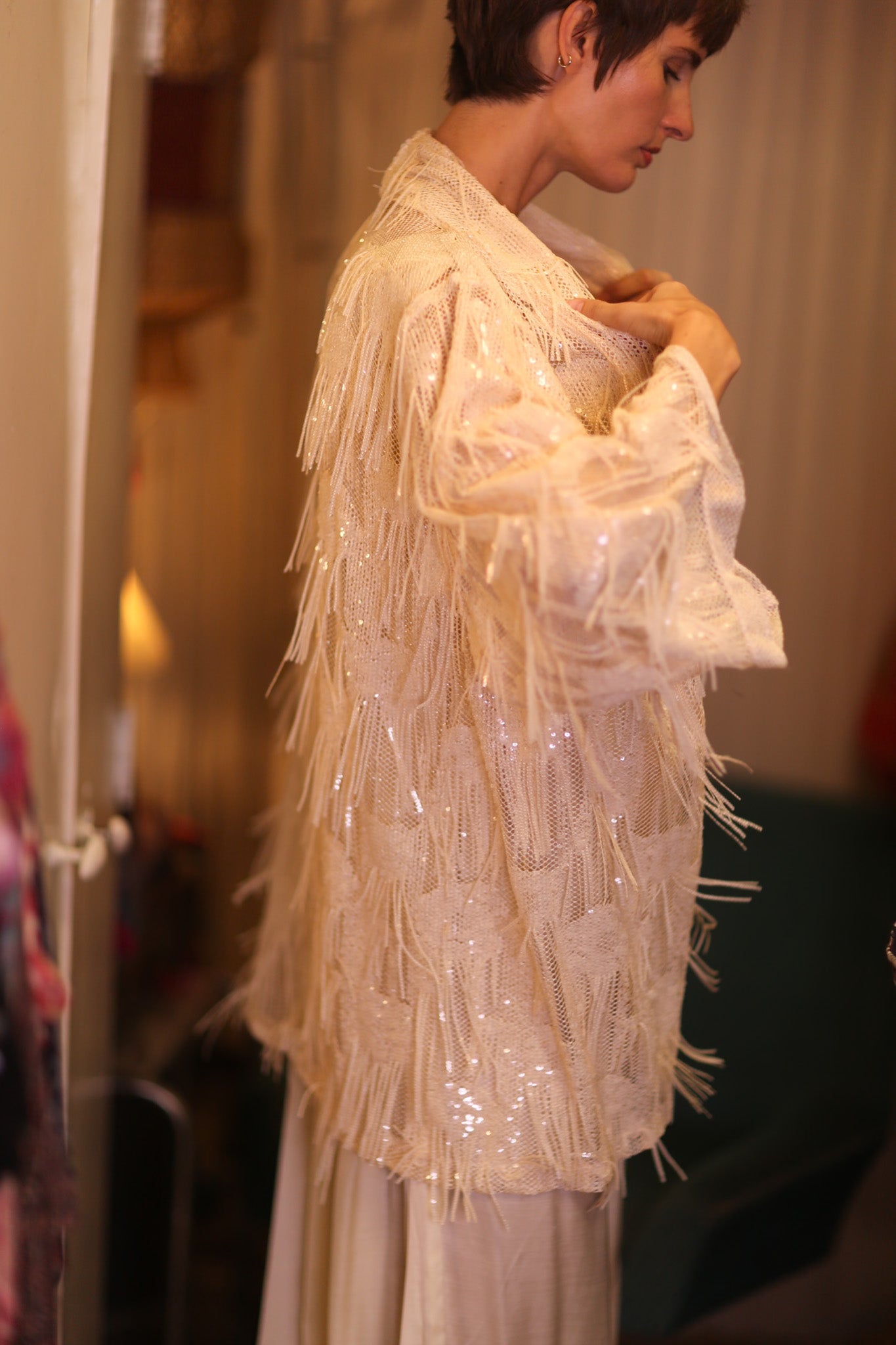 SHORT FRINGE KIMONO SABE - BANGKOK TAILOR CLOTHING STORE - HANDMADE CLOTHING