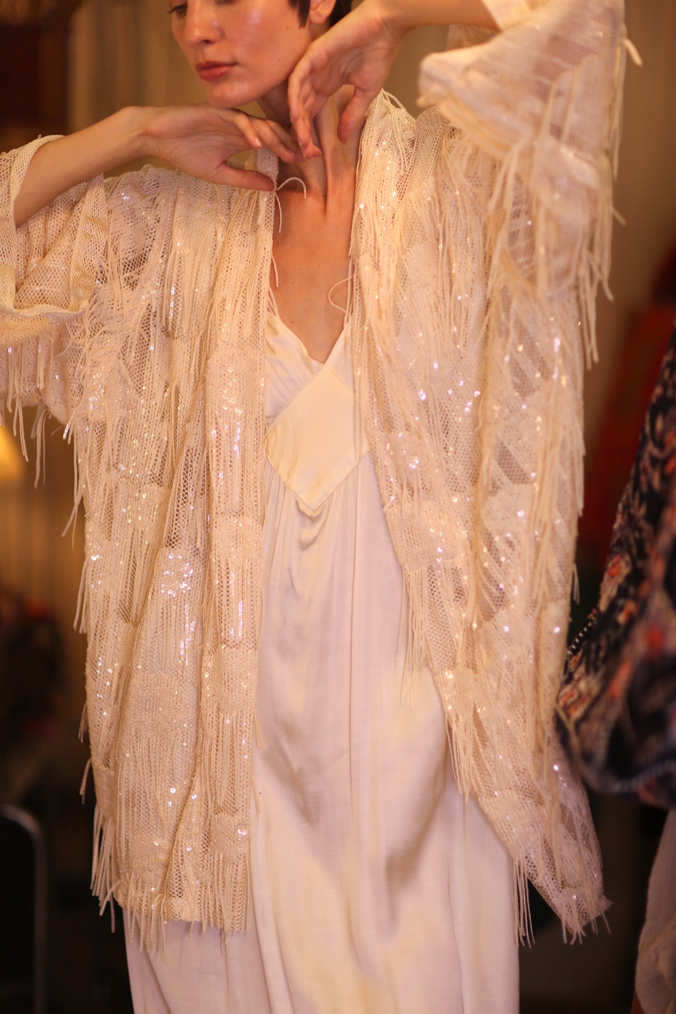SHORT FRINGE KIMONO SABE - BANGKOK TAILOR CLOTHING STORE - HANDMADE CLOTHING