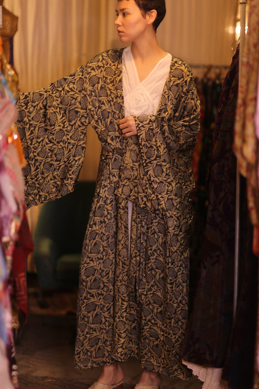 SIL WING KIMONO PINA CUSTARD APPLE YELLOW - BANGKOK TAILOR CLOTHING STORE - HANDMADE CLOTHING