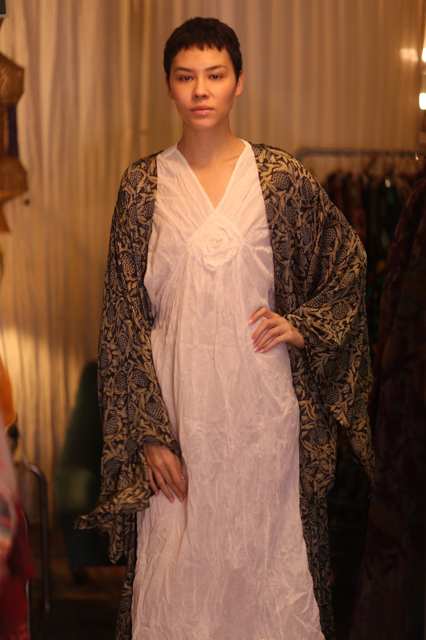 SIL WING KIMONO PINA CUSTARD APPLE YELLOW - BANGKOK TAILOR CLOTHING STORE - HANDMADE CLOTHING