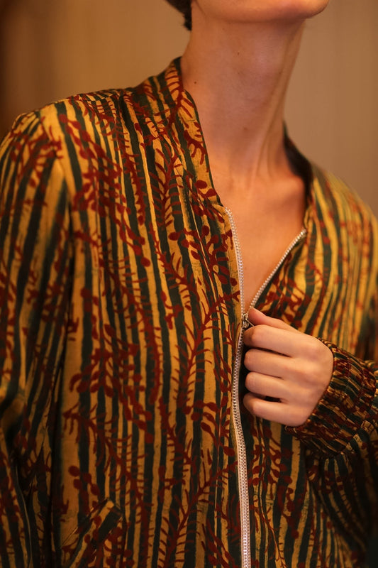 SILK BOMBER JACKET ANCHA BAMREST - BANGKOK TAILOR CLOTHING STORE - HANDMADE CLOTHING