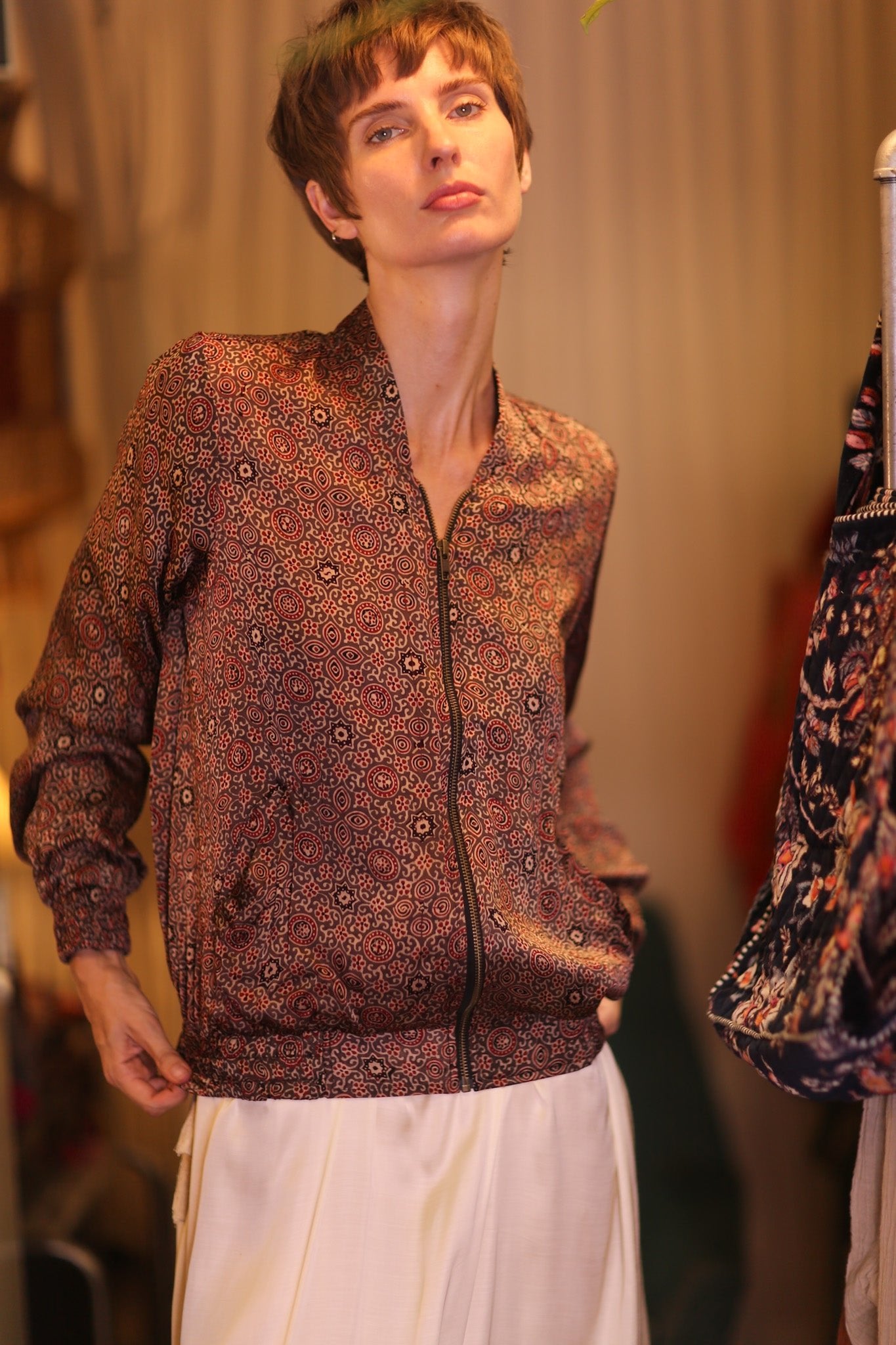 SILK BOMBER JACKET ANCHA KANON - BANGKOK TAILOR CLOTHING STORE - HANDMADE CLOTHING