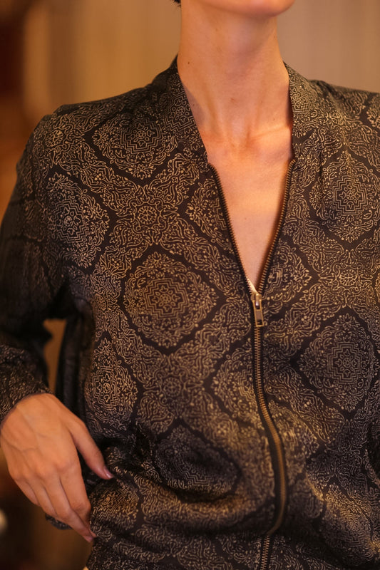 SILK BOMBER JACKET ANCHA KANON - BANGKOK TAILOR CLOTHING STORE - HANDMADE CLOTHING