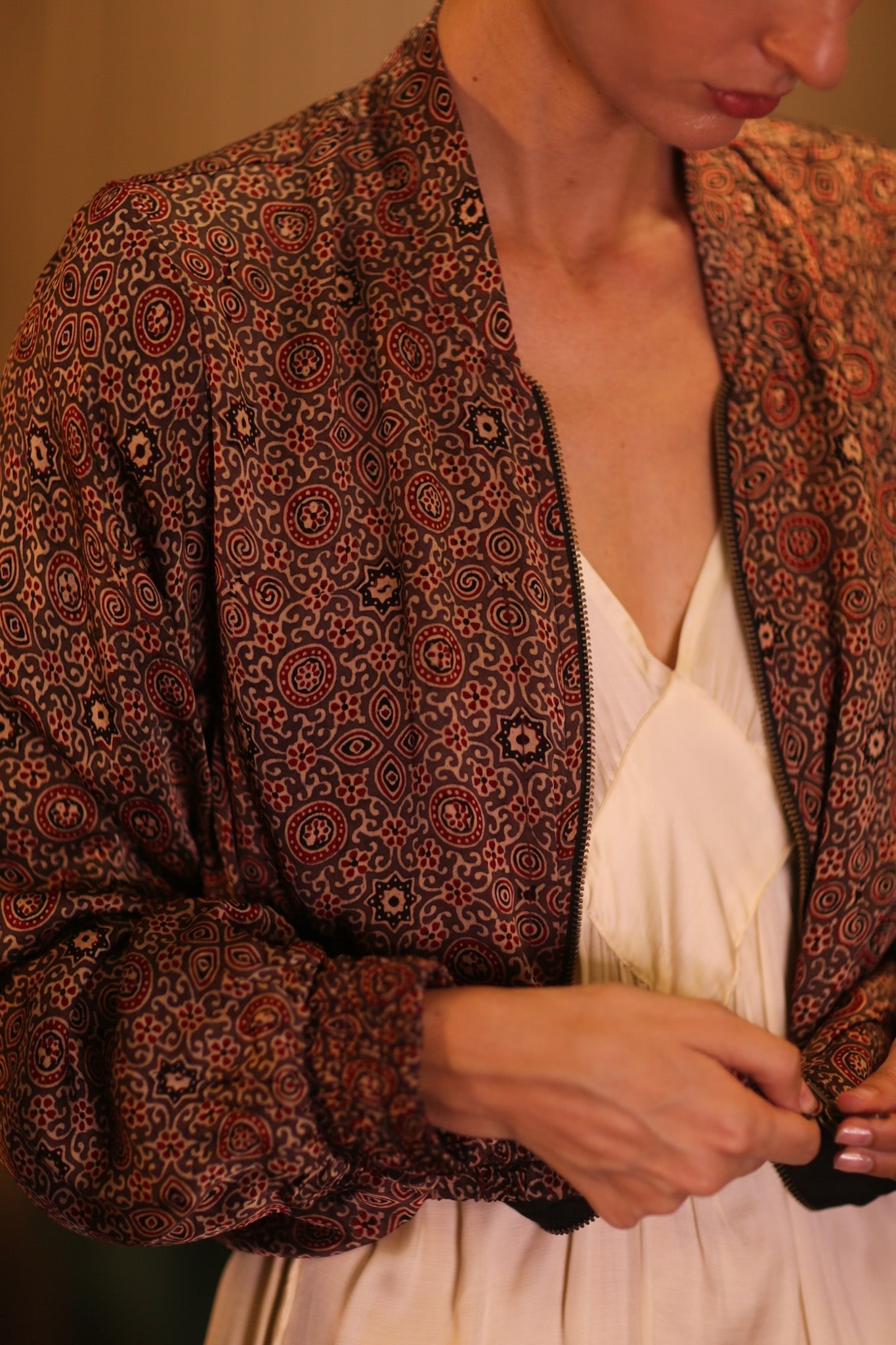 SILK BOMBER JACKET ANCHA KANON - BANGKOK TAILOR CLOTHING STORE - HANDMADE CLOTHING