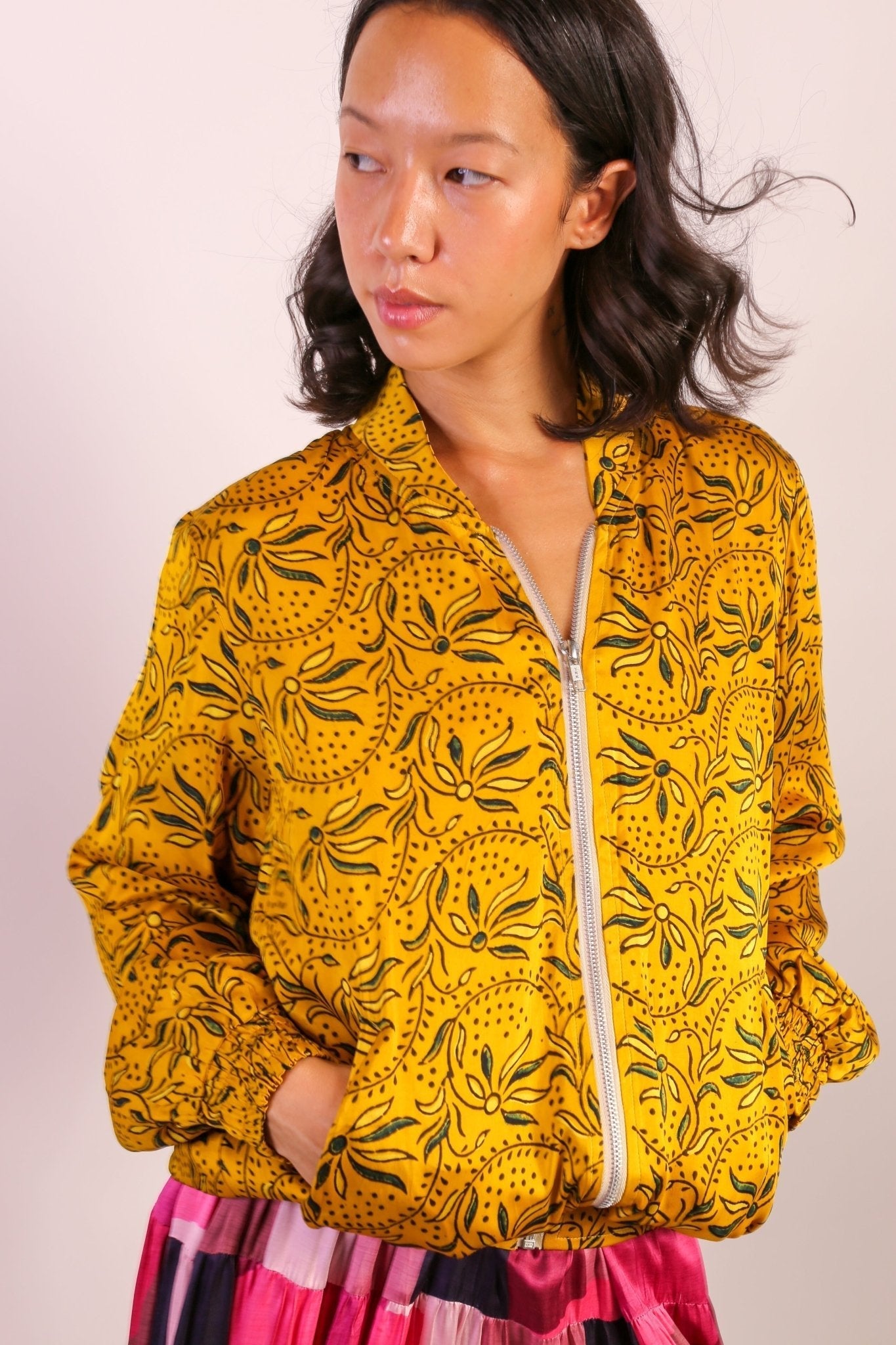 SILK BOMBER JACKET DERYA - BANGKOK TAILOR CLOTHING STORE - HANDMADE CLOTHING