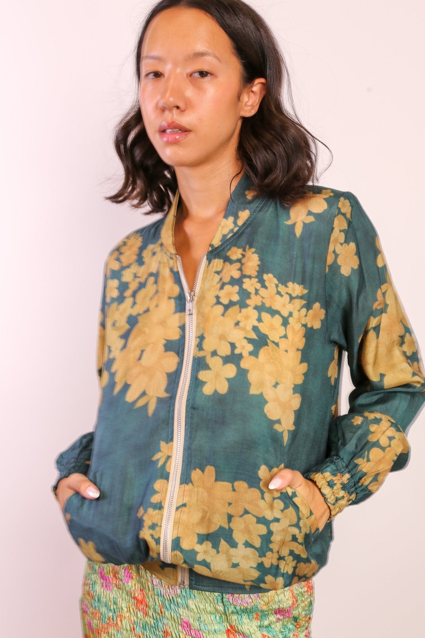 SILK BOMBER JACKET DERYA - BANGKOK TAILOR CLOTHING STORE - HANDMADE CLOTHING