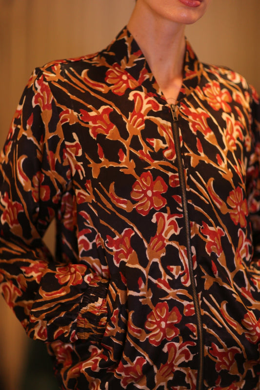 SILK BOMBER JACKET SCARLET - BANGKOK TAILOR CLOTHING STORE - HANDMADE CLOTHING