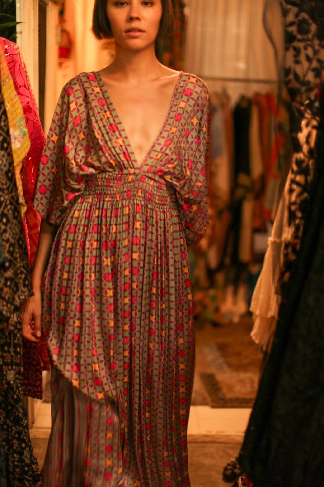 SILK DRESS BOLITA - BANGKOK TAILOR CLOTHING STORE - HANDMADE CLOTHING