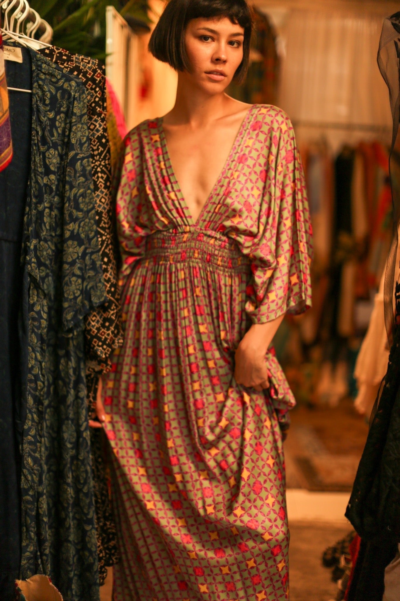 SILK DRESS BOLITA - BANGKOK TAILOR CLOTHING STORE - HANDMADE CLOTHING