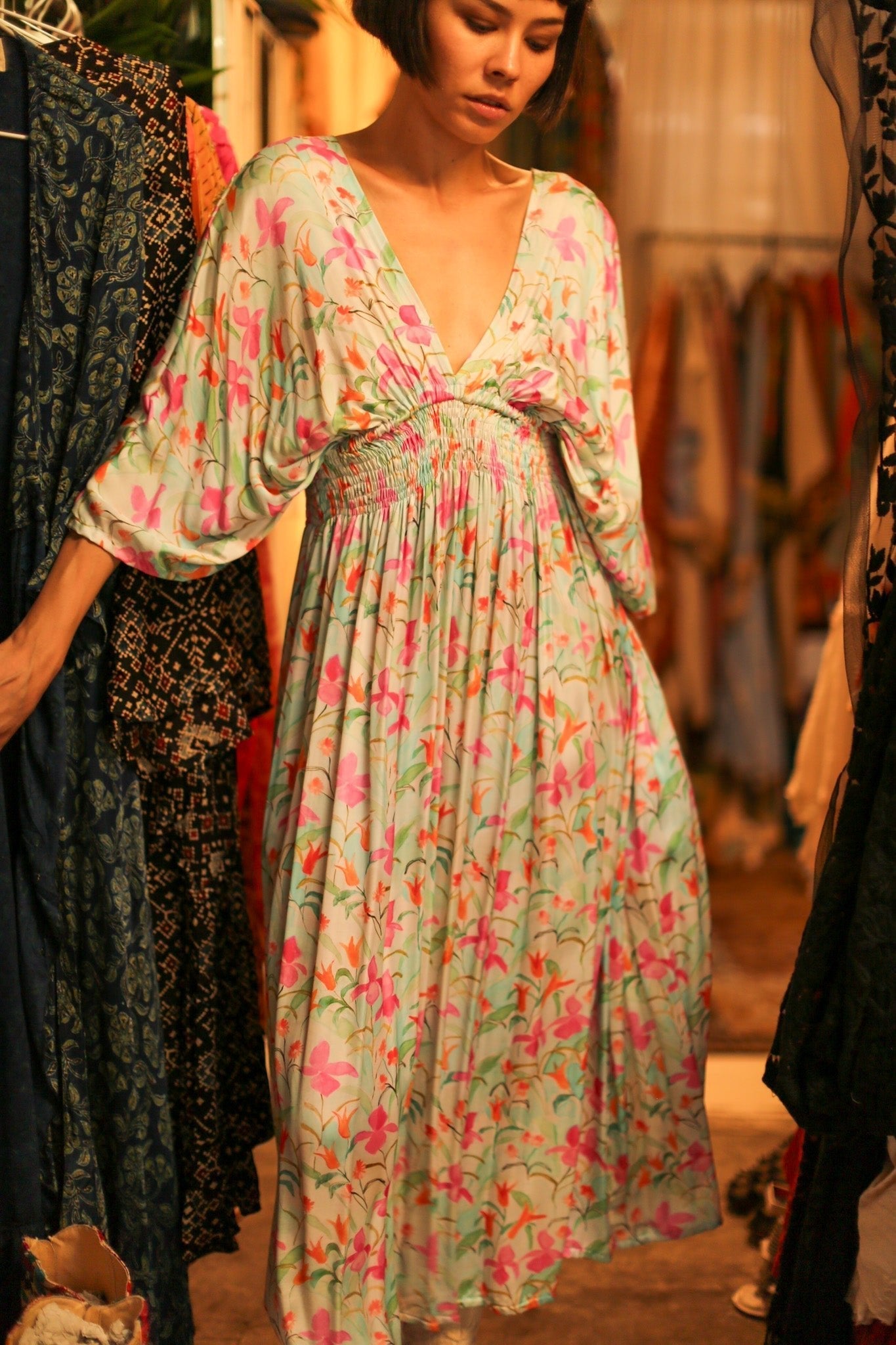 SILK DRESS BOLITA - BANGKOK TAILOR CLOTHING STORE - HANDMADE CLOTHING