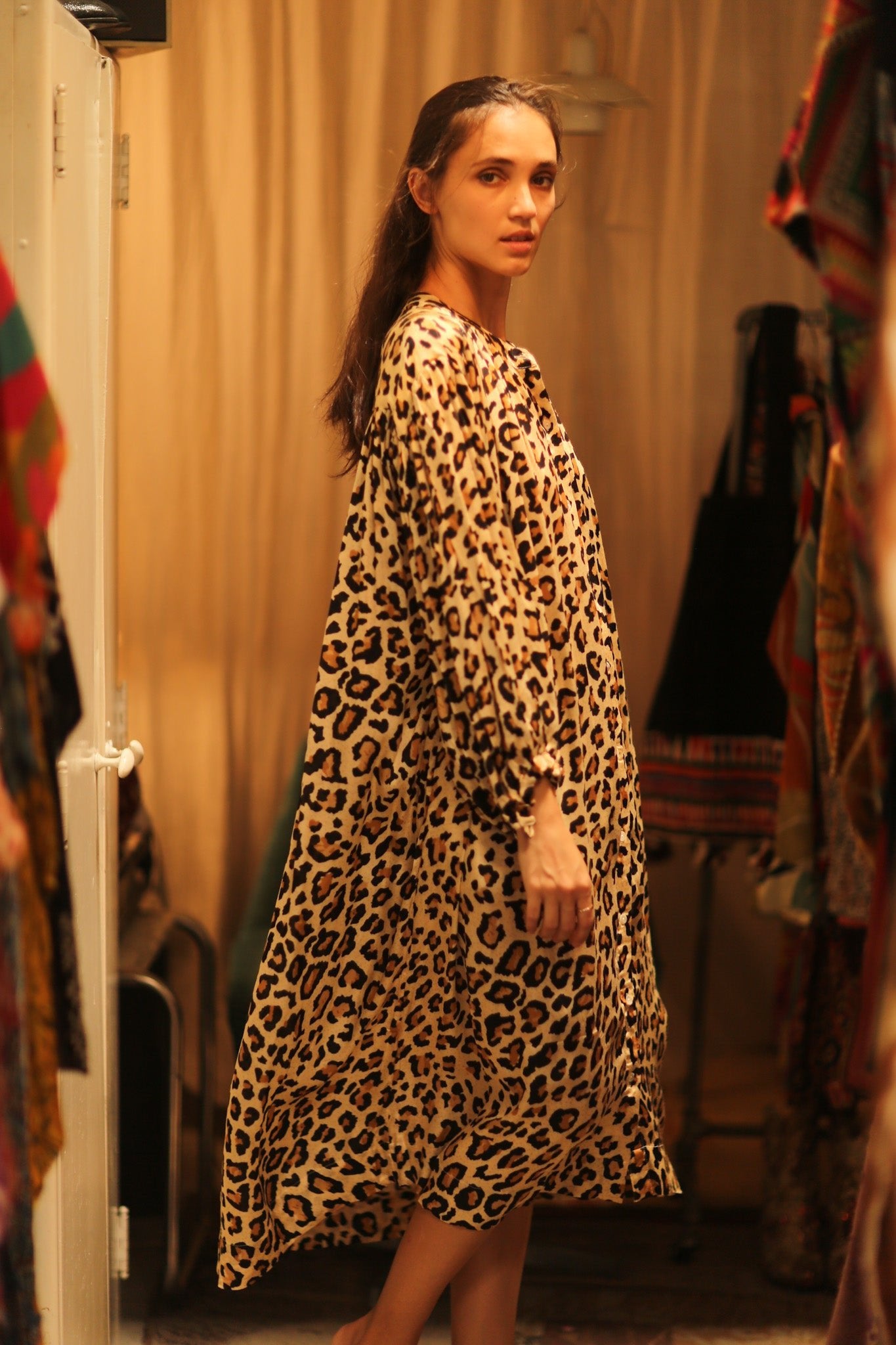 SILK DRESS ELIZABETH LEO PRINT - BANGKOK TAILOR CLOTHING STORE - HANDMADE CLOTHING