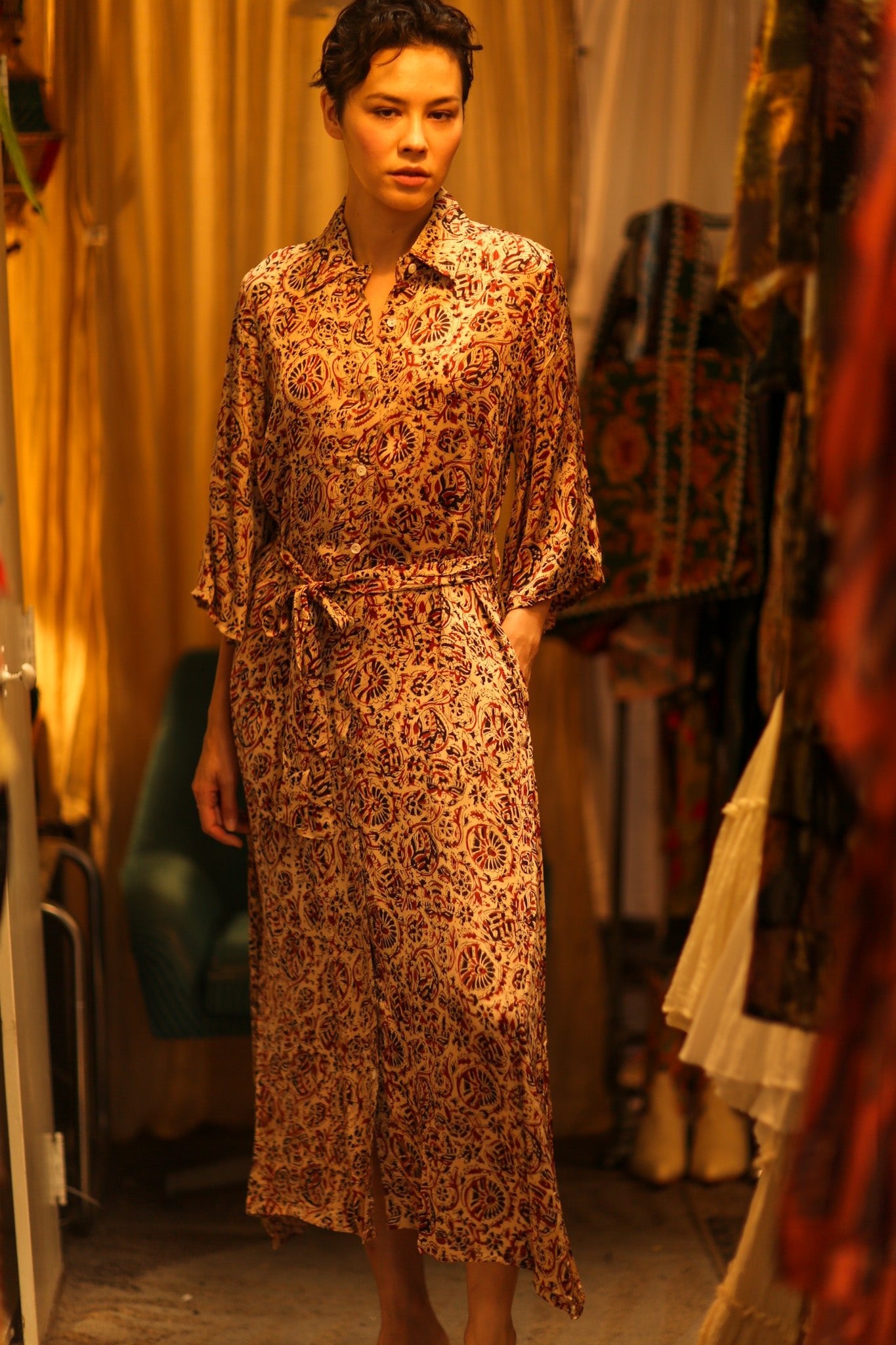 SILK DRESS NENNA - BANGKOK TAILOR CLOTHING STORE - HANDMADE CLOTHING